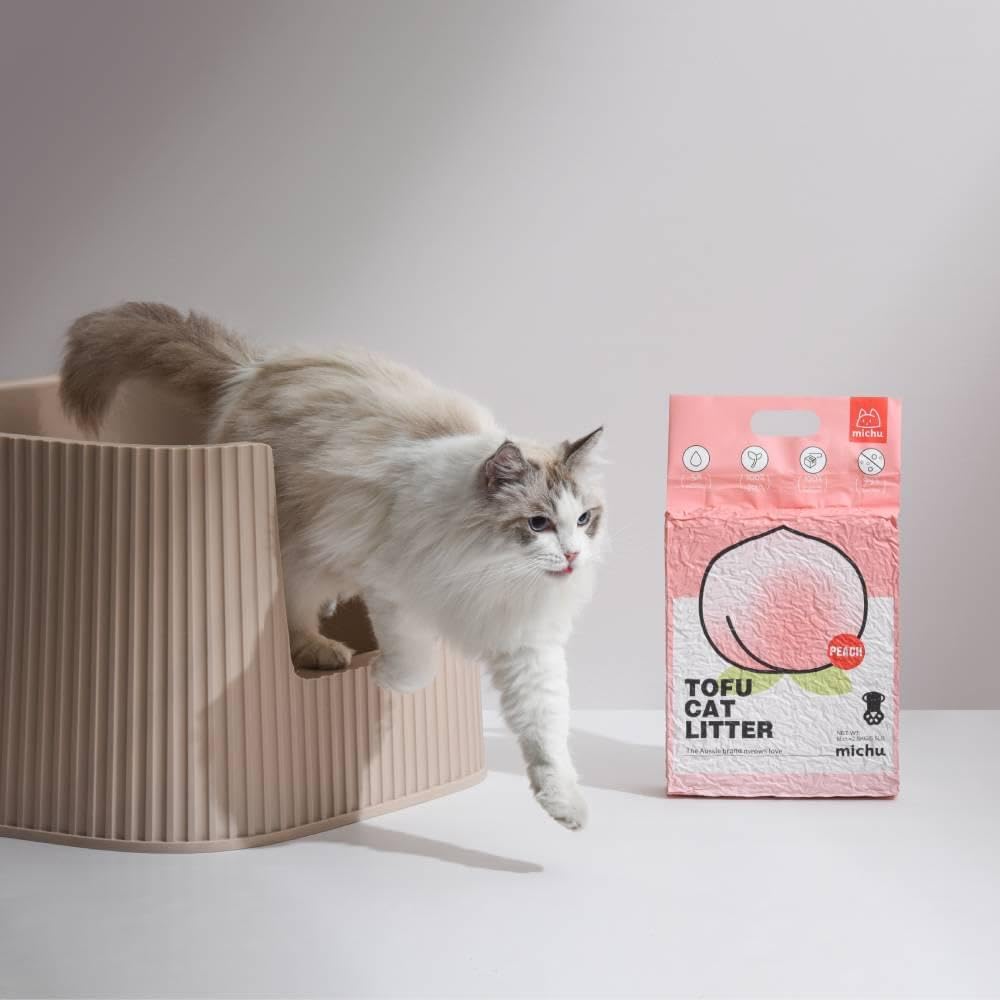 Tofu Cat Litter Natural Clumping Tofu Cat Litter, Fast Clumping and Easily Scoop-able 5.5lb/88oz 5 Scents - Ocean Fresh, 4 Pack