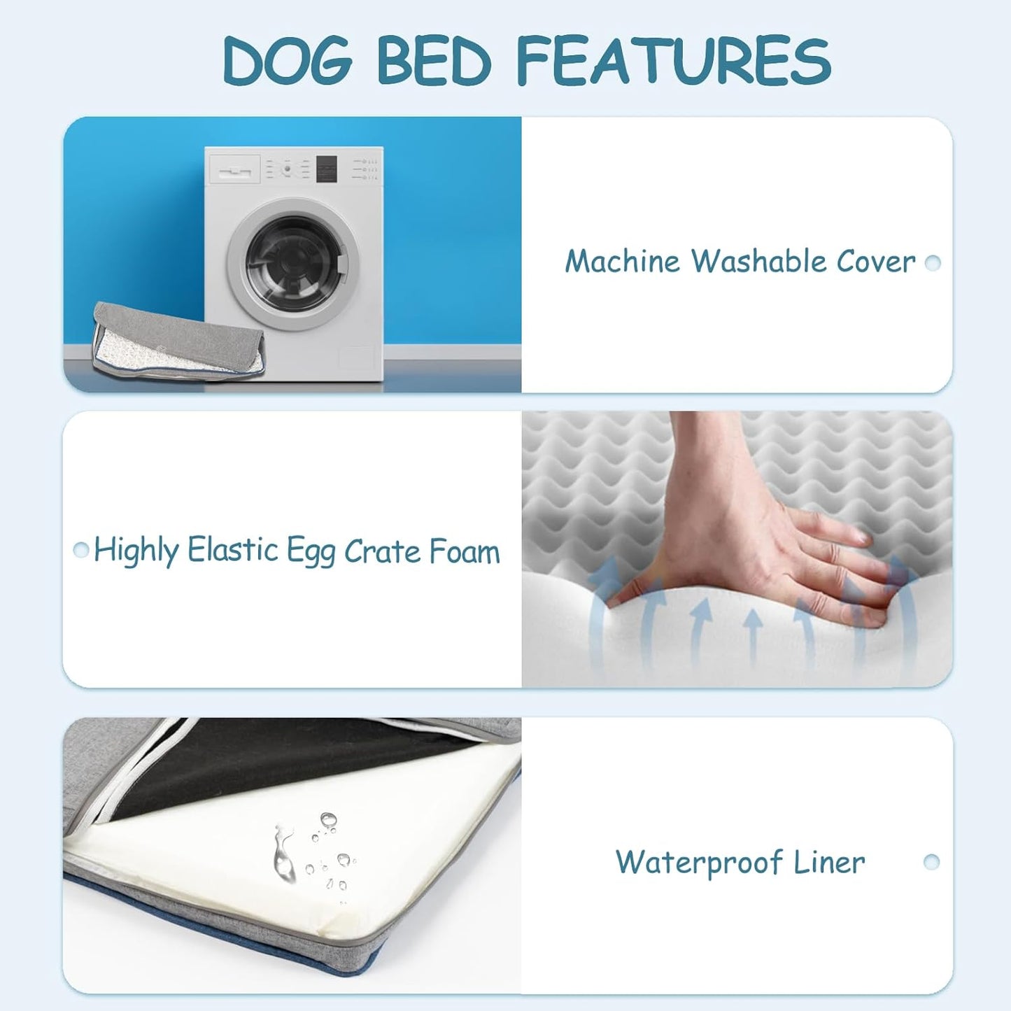 EMPSIGN Reversible Cool and Warm Dog Bed for Crate Pad, Pet Beds with Washable and Removable Cover, Dogs Crate Beds Sleeping Mats, Beds for Dog Crate for Large Medium Small Dogs, Grey