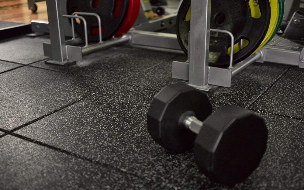 American Floor Mats - Extreme Rubber Gym Tiles - 1 Inch Thick Colorful Rubber Gym Tiles - Superior Shock and Sound Absorbing Tiles - 35% Purple/Grey/White 25 Tile Pack (Covers 100 Sq Ft)