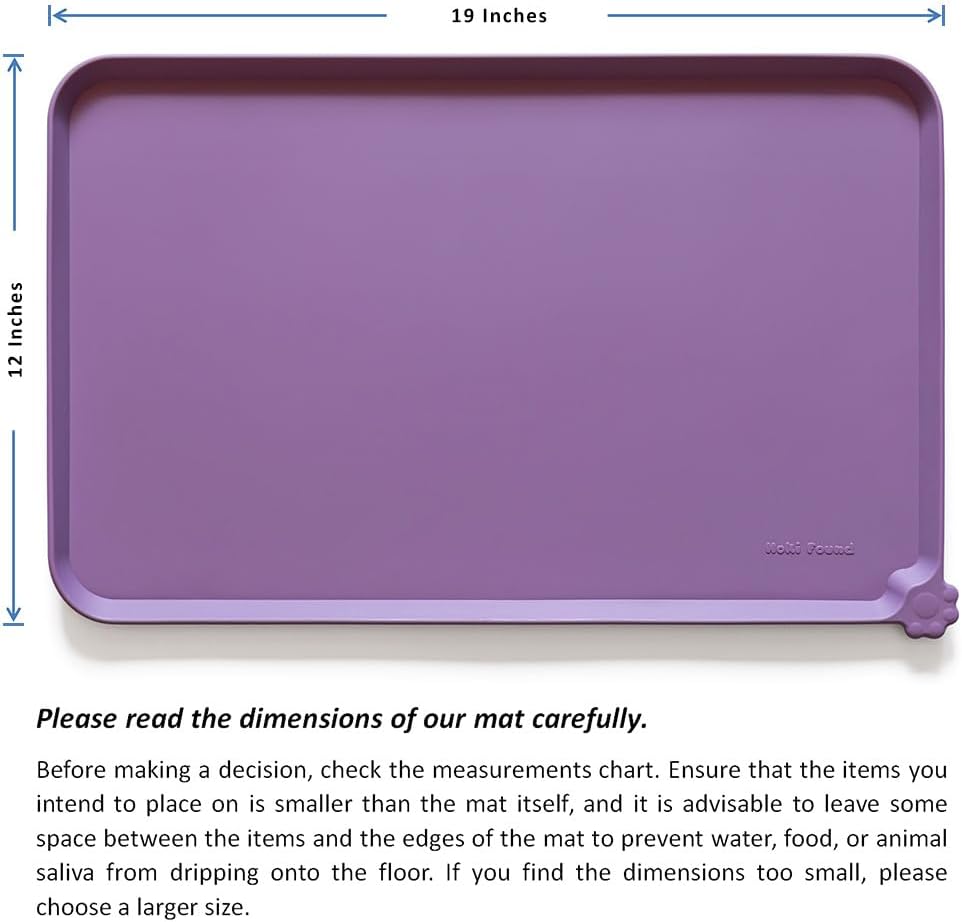 Hoki Found Silicone Pet Food Mats Tray - High-Lips Pet Dog Cat Bowl Mats - Pet Feeding Mat - Waterproof Dog Cat Food Mats -Pet Water Mats for Floors - Amethyst