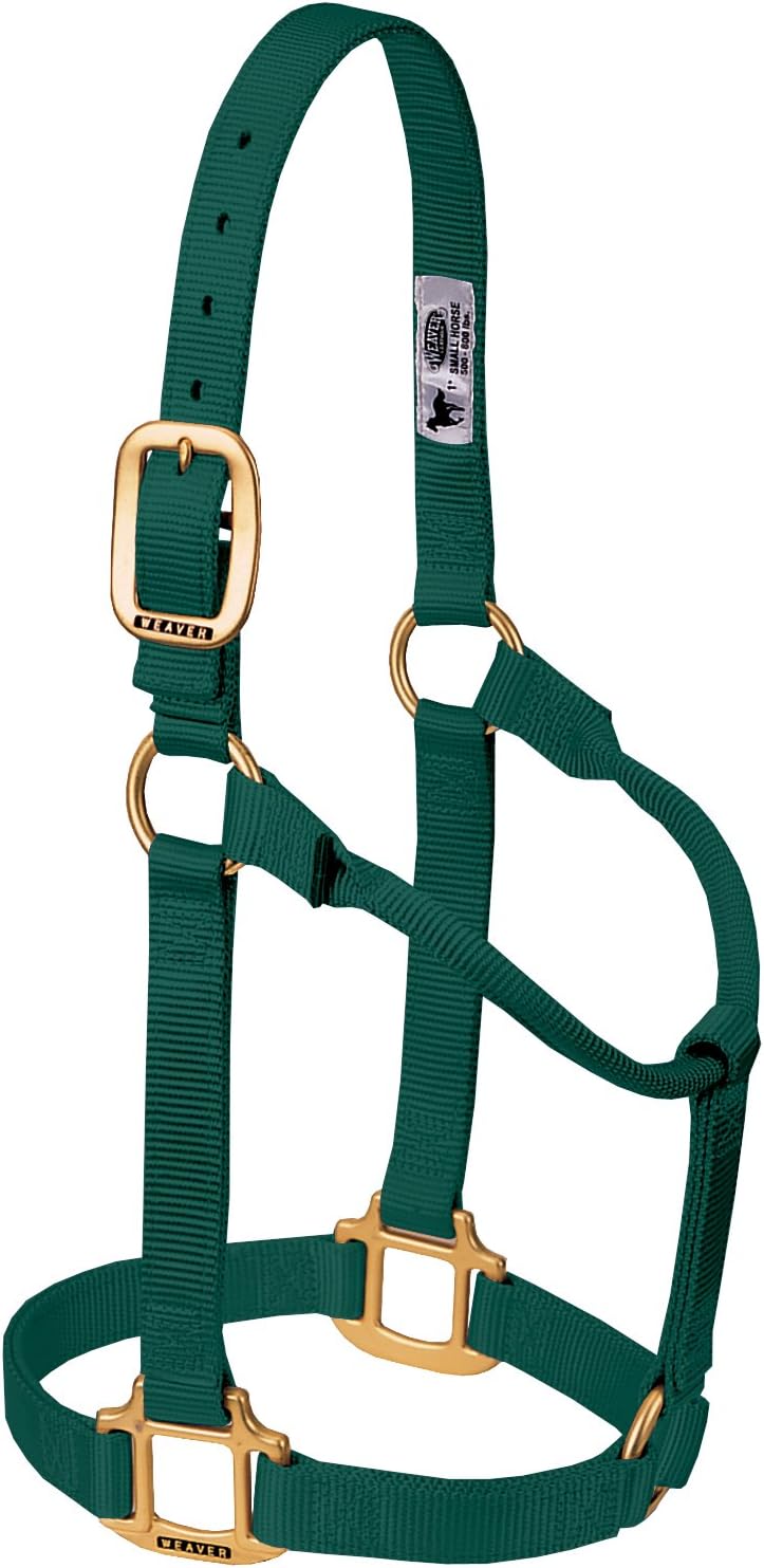 Weaver Equine Nylon Horse Halter, Triple-Ply Cheek Design, Original Non Adjustable Halters for Horses, Equine Tack,Average Size, Black