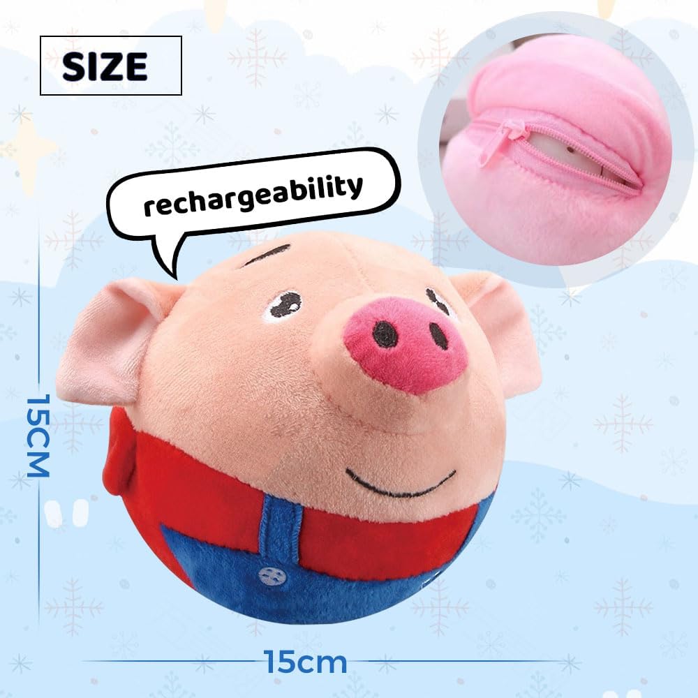 Upgrade Active Moving Pet Plush Toy, Squeaky Moving Dog Ball Toy Interactive Dog Toy for Boredom Dog Bouncing Ball Plush Toy, Pig Plush Sound Electronic Dog Toy Pet Bouncing Balls Toy (Tiger)