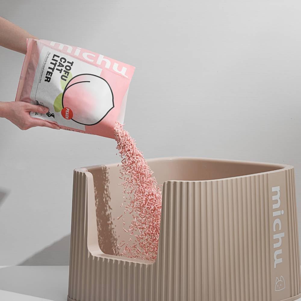 Tofu Cat Litter Natural Clumping Tofu Cat Litter, Fast Clumping and Easily Scoop-able 5.5lb/88oz 5 Scents - Peach, 3 Pack
