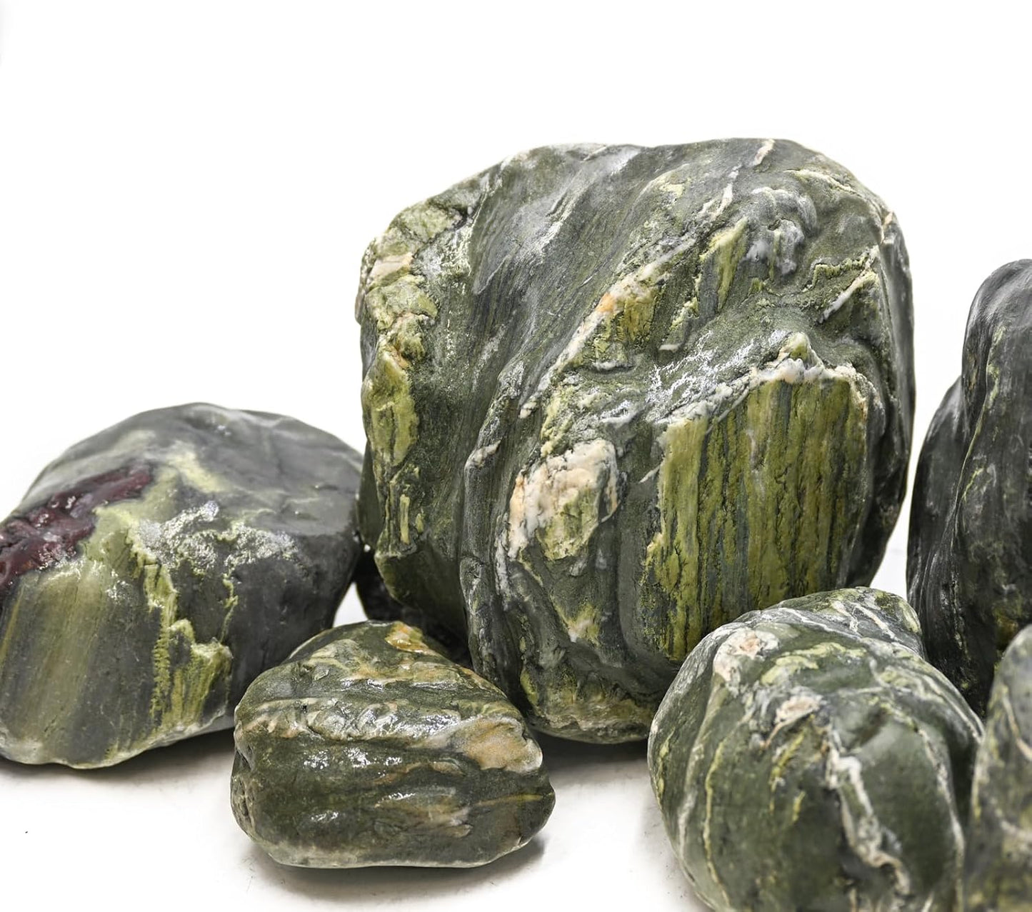 Aquarium Stone Green River Rock 40LB Rocks aquascaping Fish Tank Decor Rocks for Aquariums Fairy Gardens Model Railroads Dioramas Wargaming Mosaic Art(4-10inch / 7PCS)