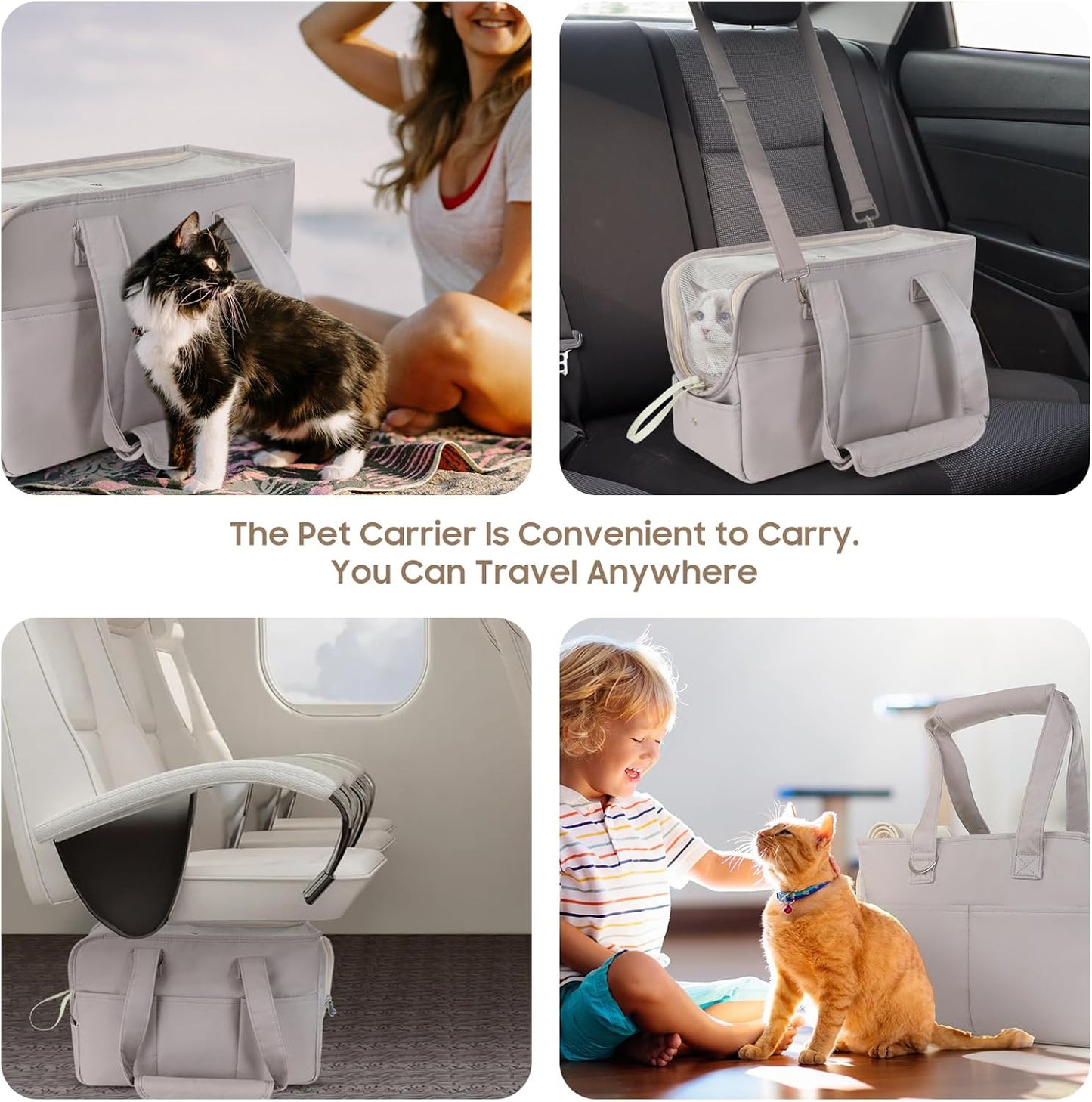 Dog Carriers for Small Dogs, Soft Sided Folding Small Dog Carrier for Dogs Medium Cats Puppies up to 13 Lbs, Washable Breathable Puppy Carrie Carrier for Outdoor Travel (Small Gray)