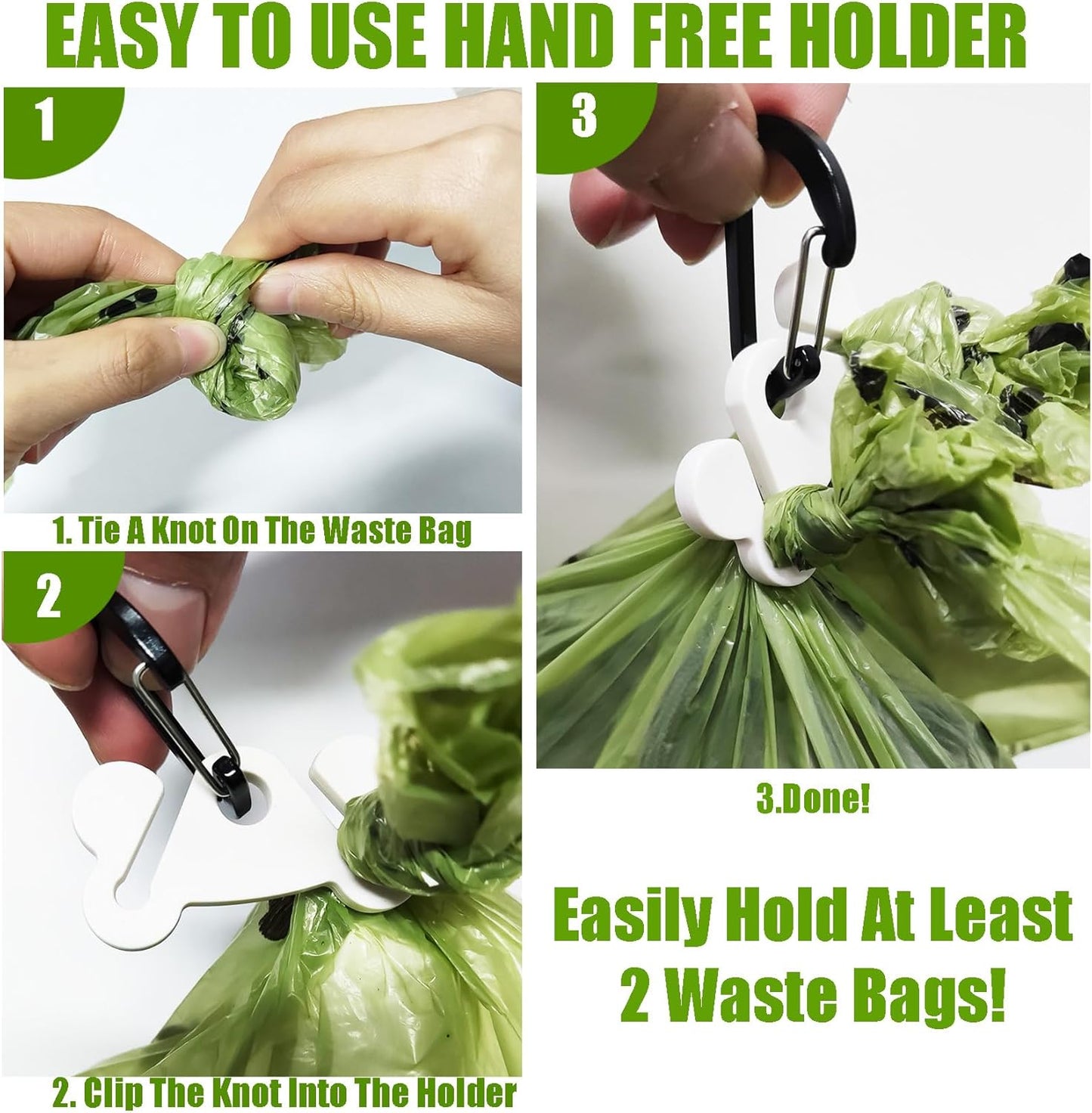 Dog Poop Bag Dispenser for Leash Attachment - Portable Set With Waste Bags & Hand-Free Carrier, Fits Any Leash, Round, Pink