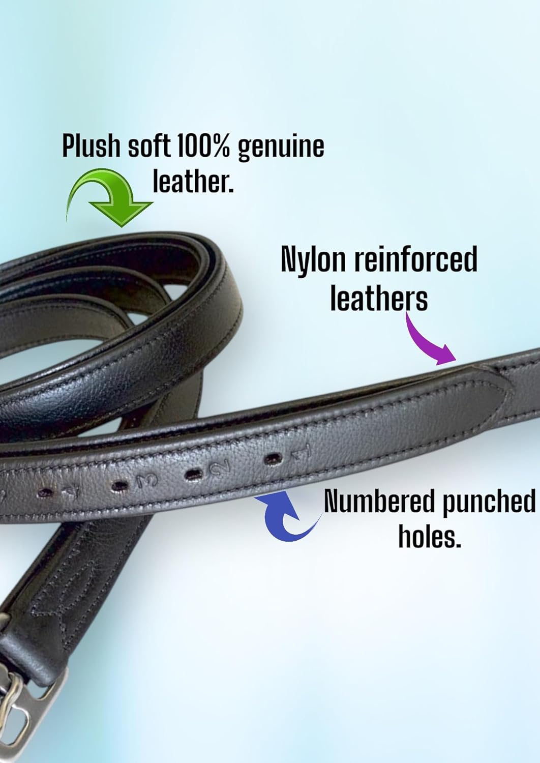 54" / 60" New 1" Super Soft English Stirrup Leathers Black/Havana (Havana, 54" x 1")