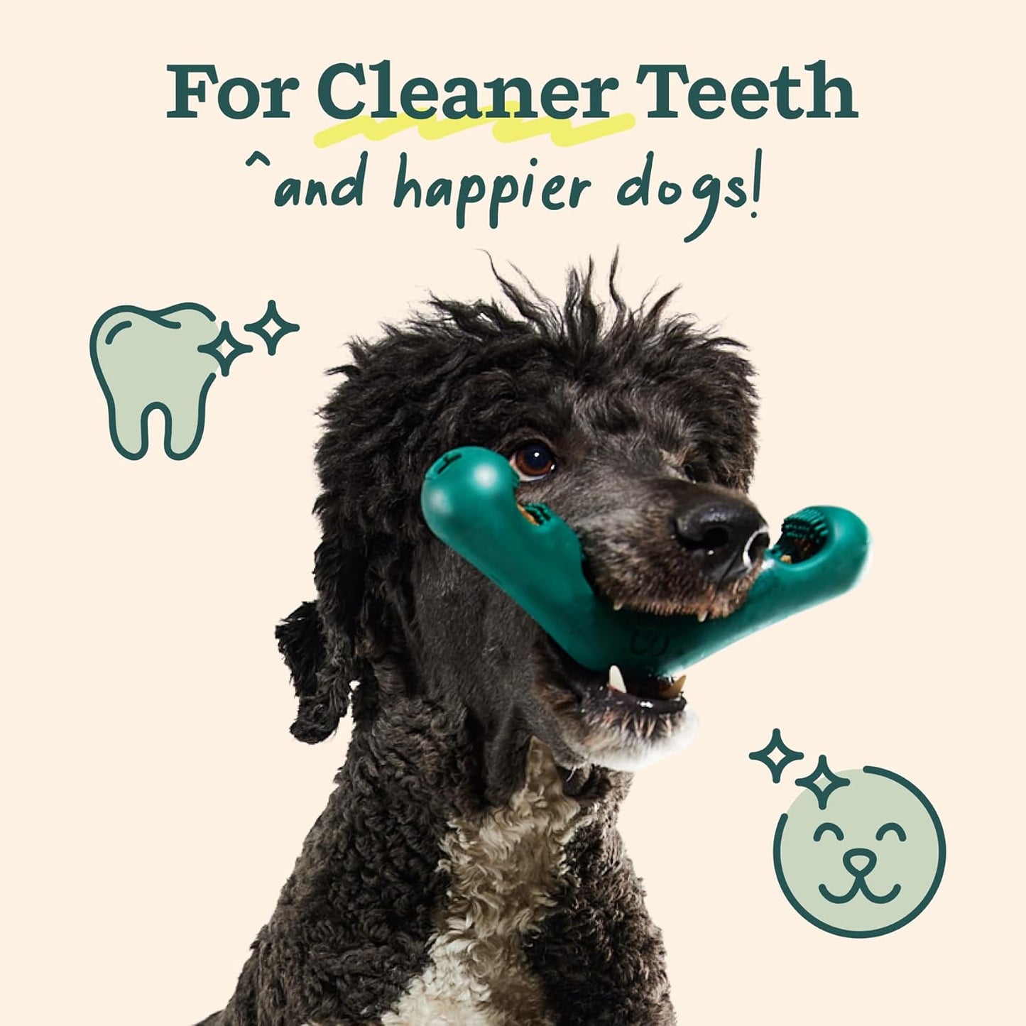 WOOF - Bite n' Brush Refills for The Dog Toothbrush Toy - Scrub Plaque and Tartar from Your Dog's Teeth and Mouth - Dog Dental Chew Toy Treats - Approximately 16 Refills - 2 Pack