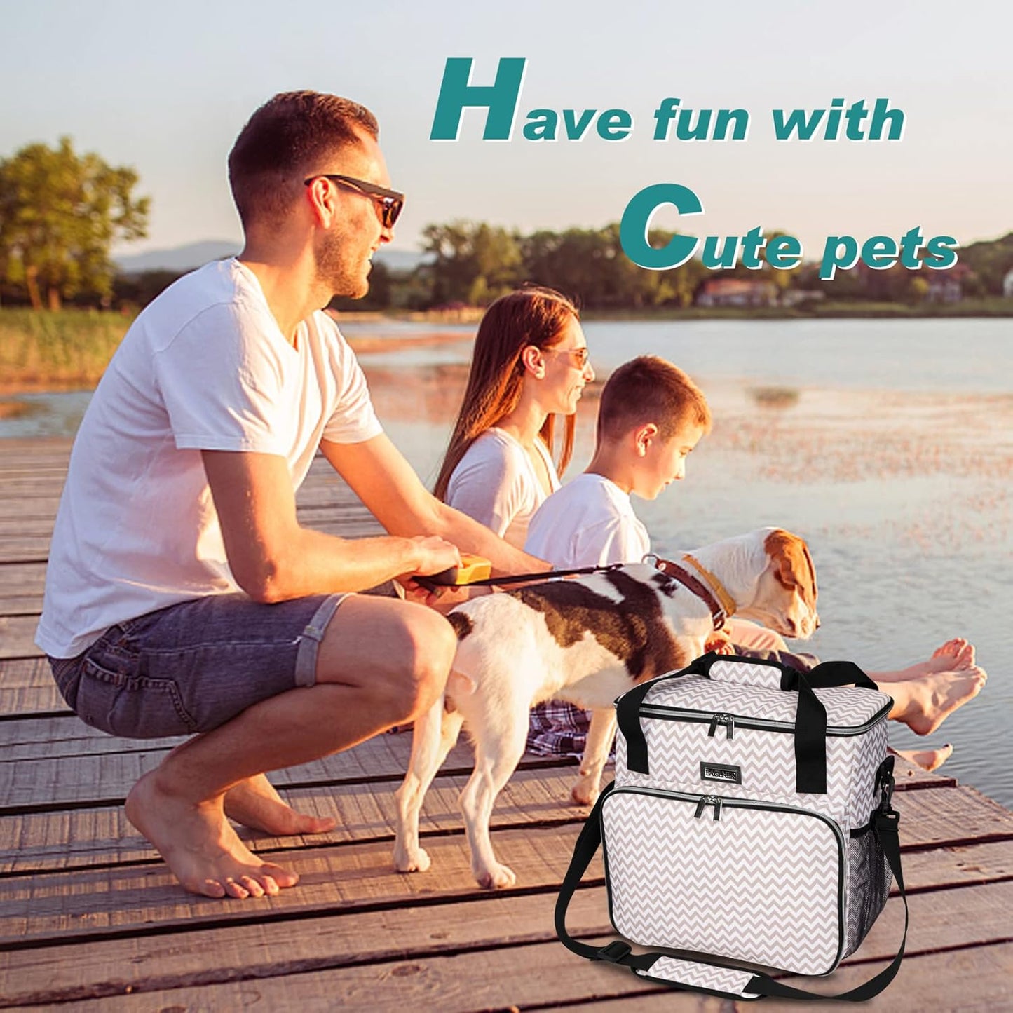 BAGLHER Dog Travel Bag, Pet Travel Bag (ALL Pet Travel Supplies), With 2 Pet Food Containers and 2 Collapsible Silicone Bowls; Essential Kits for Pet Travel BLW