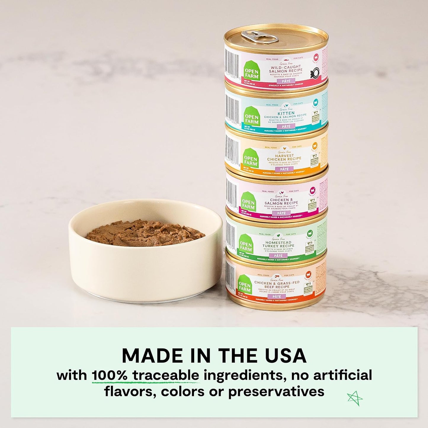 Open Farm Canned Cat Food, Paté for Complete & Balanced Nutrition, Grain-Free and Legume-Free Wet Cat Food, Homestead Turkey Recipe, 2.8oz Cans (Case of 18)