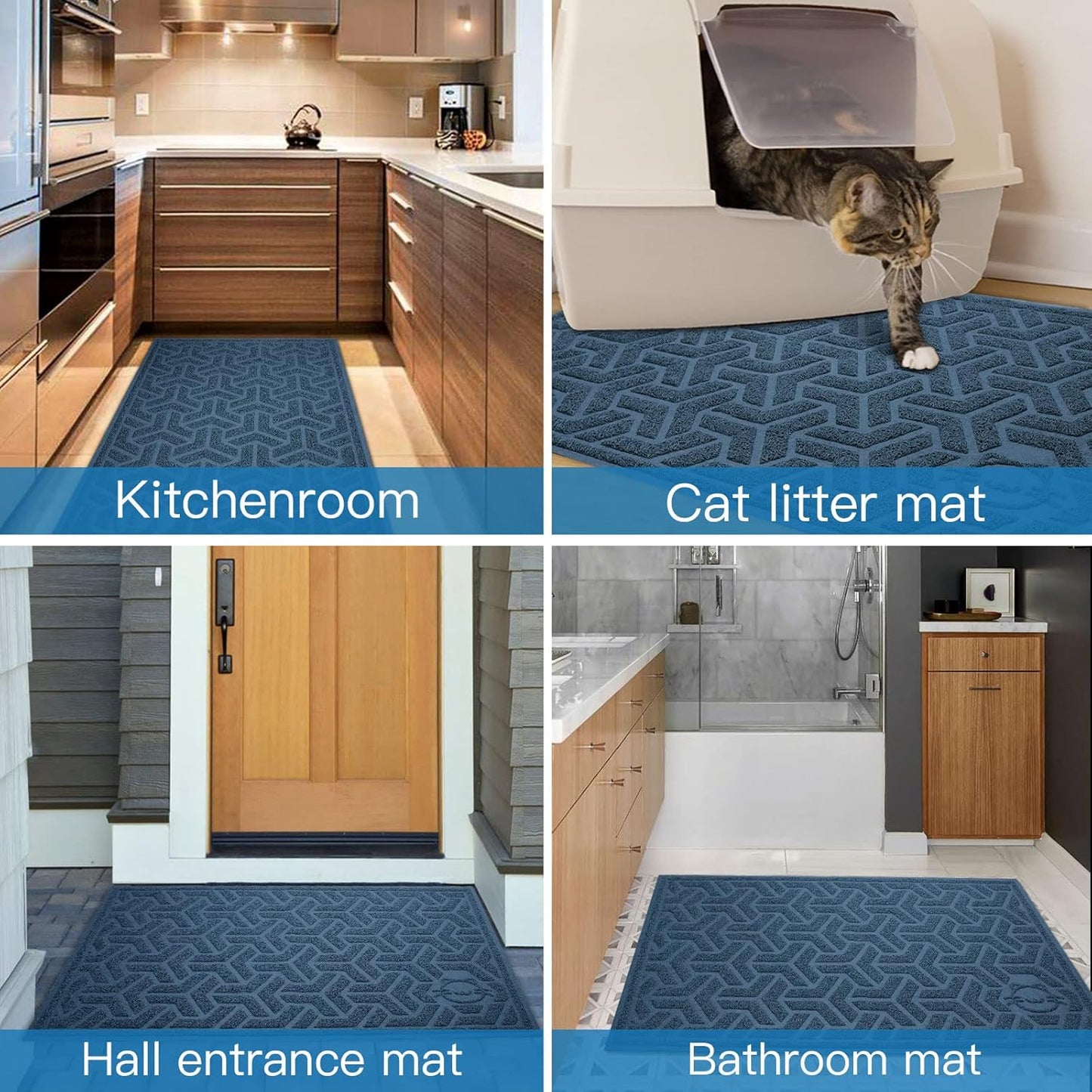 UPSKY Cat Litter Mat, Litter Trapping Mat Soft on Kitty Paws, Large Litter Box Mat 35" x 24" Scatter Control for Indoor Cats Waterproof and Extra Large Pretty Litters Carpet