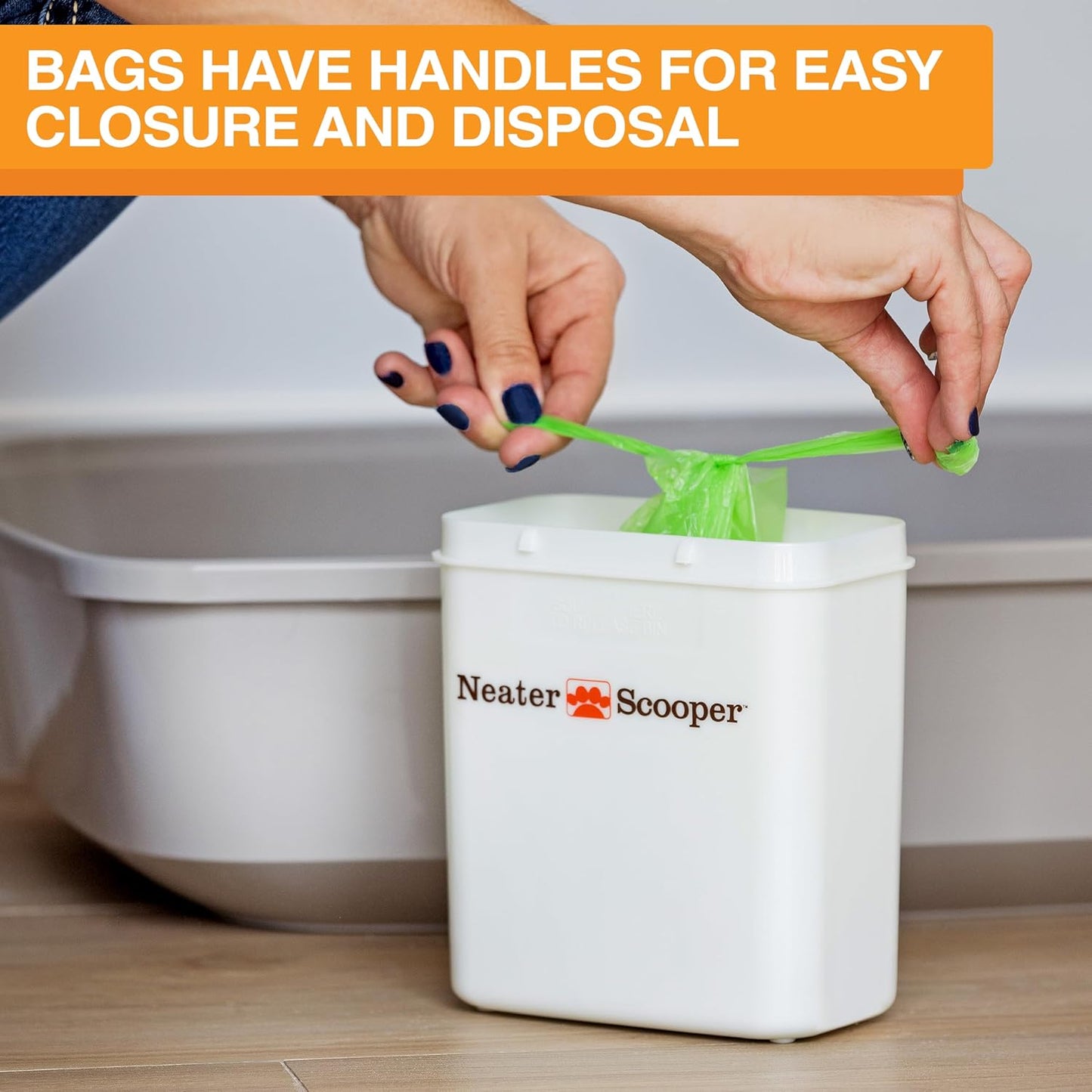 Neater Pet Brands Neater Scooper Standard Cat Litter Scoop, 60 Refill Bags – Mess-Free Cat Litter Scooper with Bag, Spill-Proof Kitty Box Sifter, Bin Doubles as Scoop Holder, For Single-Cat Households