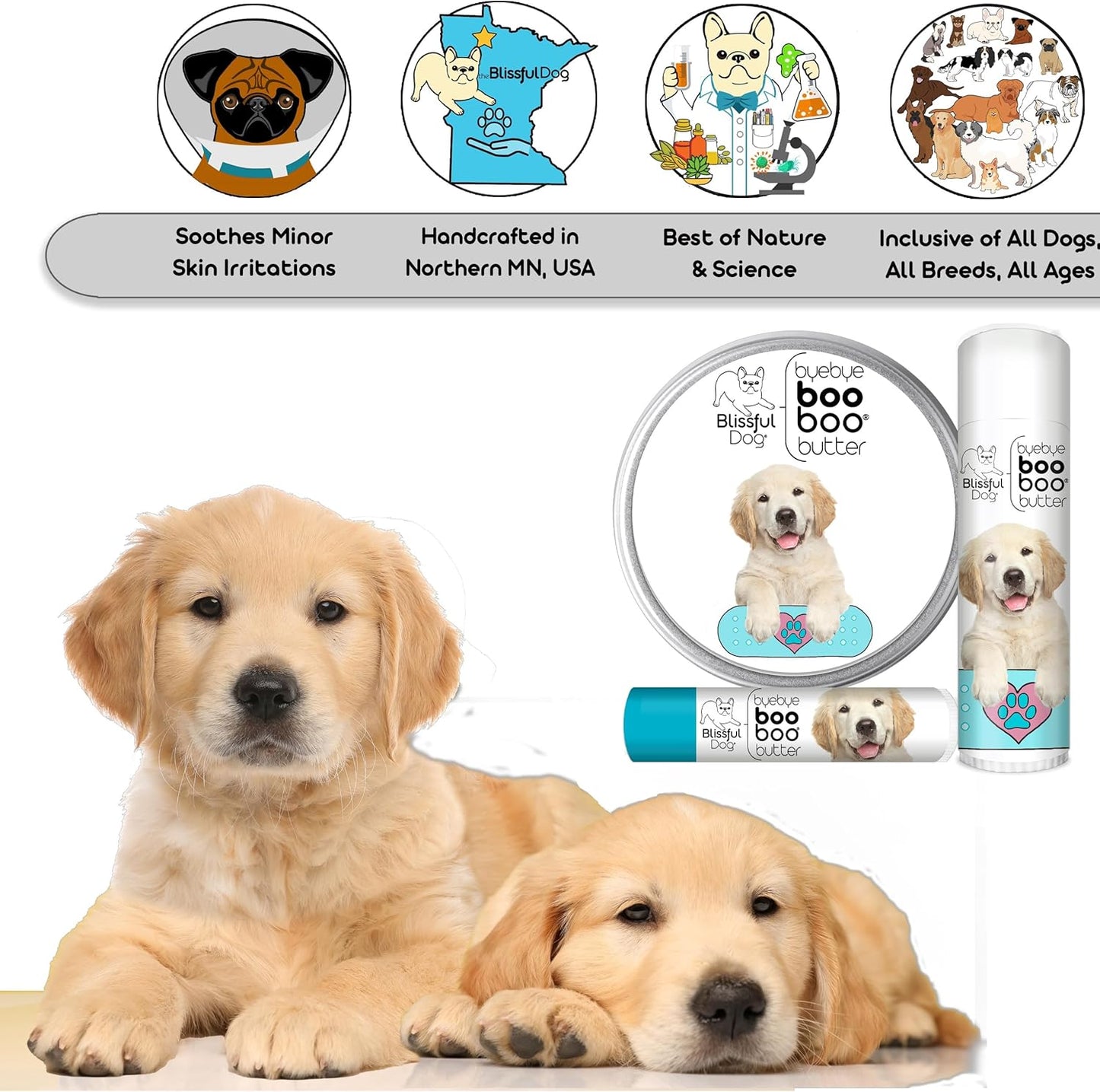 The Blissful Dog 2 oz TIN Golden Retriever Booboo Butter