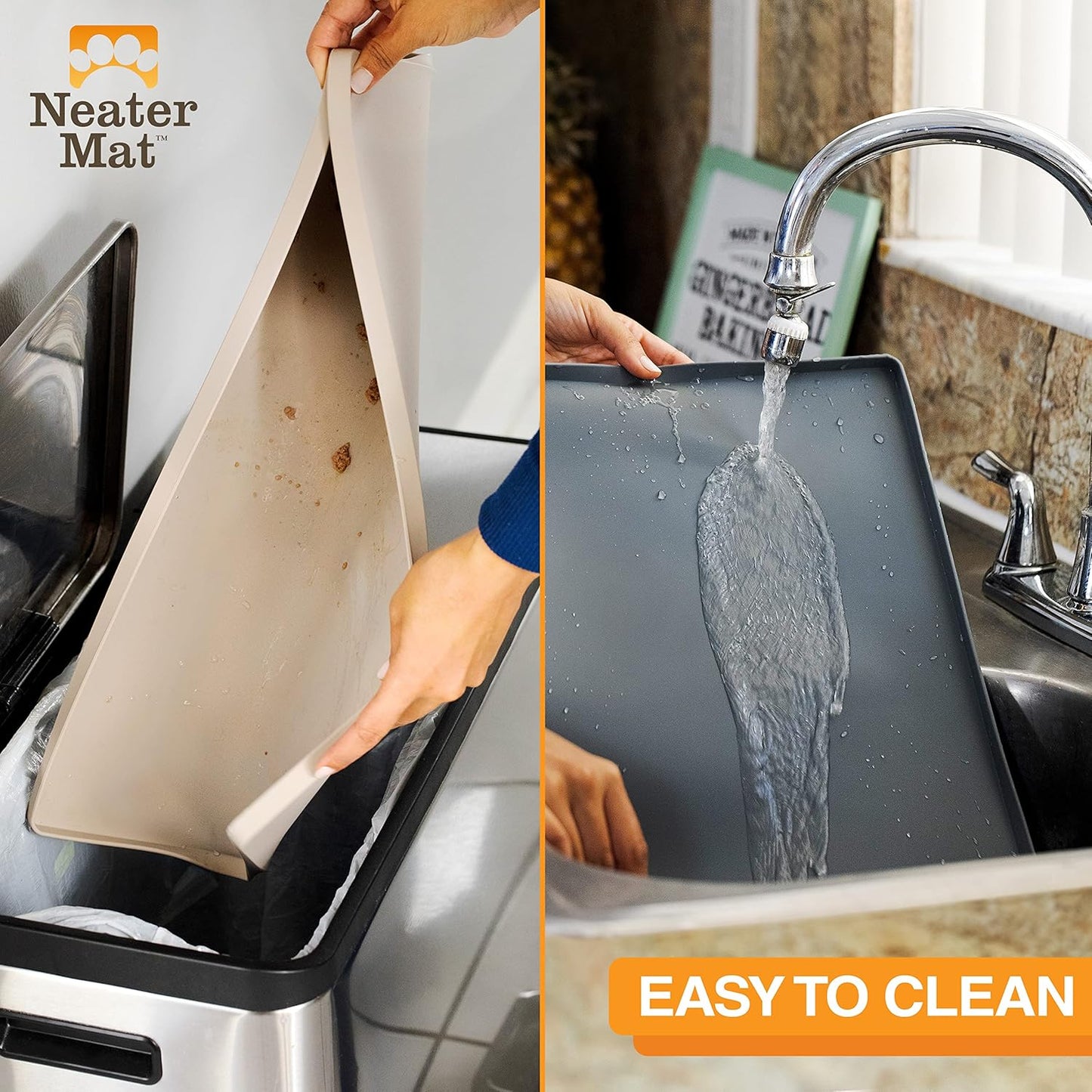 Neater Pet Brands Neater Mat Pet Mats for Food and Water, Cat & Dog Bowl Mat Waterproof Silicone, Feeding Tray, Dog Food Mats for Floors, Placemat w/Raised Edge for Under Bowls, 19” x 12”, Aquamarine