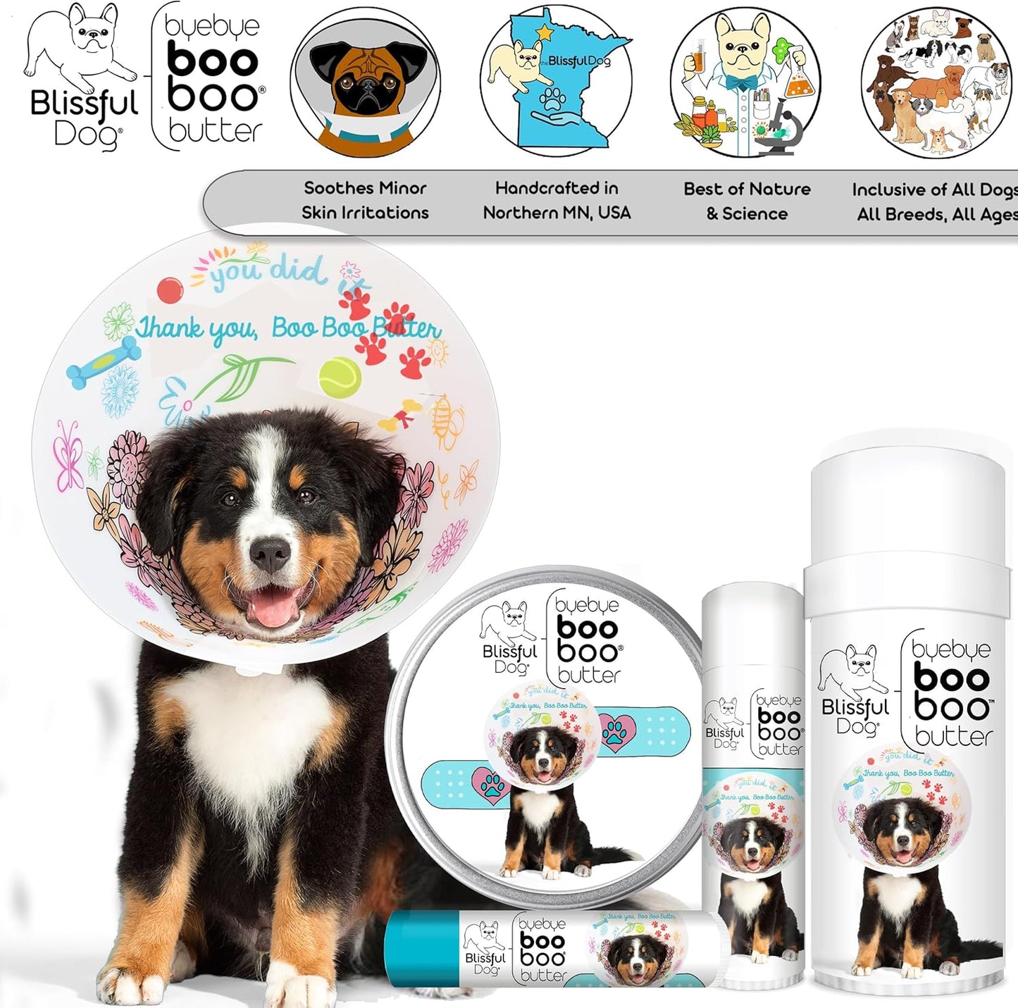 The Blissful Dog 4 oz TIN Bernese Mountain Dog Booboo Butter