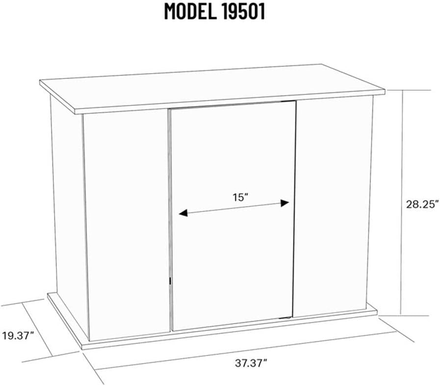 Pemberly Row Engineered Wood 50/65 Gallon Black Upright Aquarium Stand