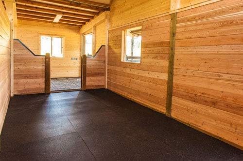 American Floor Mats - Heavy Duty Stall Tiles - Stable/Horse Tiles - Thick, Durable Rubber Flooring Solid Black 8' x 10' Set 3/8" Thick (20 Tiles Total)