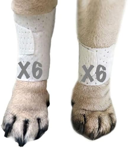 Basic Leg Bandages for Dogs, Cats, Pets -First- aid Non Adhesive Fur Friendly, Soft Stretch Wound Care, hot Spots, Fungus, Adjustable Fastening Strap Value Pack (LG/XL 12-Pack)