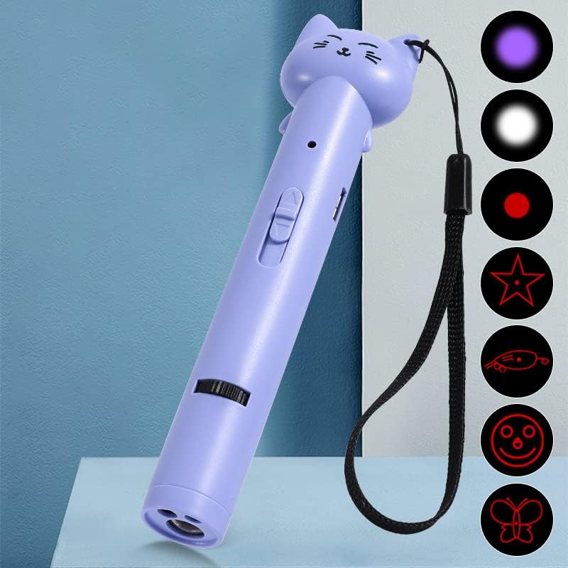 PARTSPOWER Laser Pointer Interative Cat Toy for Cats to Chase, Rechargeable Red Laser Light Pointer Exercises Training Tool for Kittens Cats Dogs (Purple)