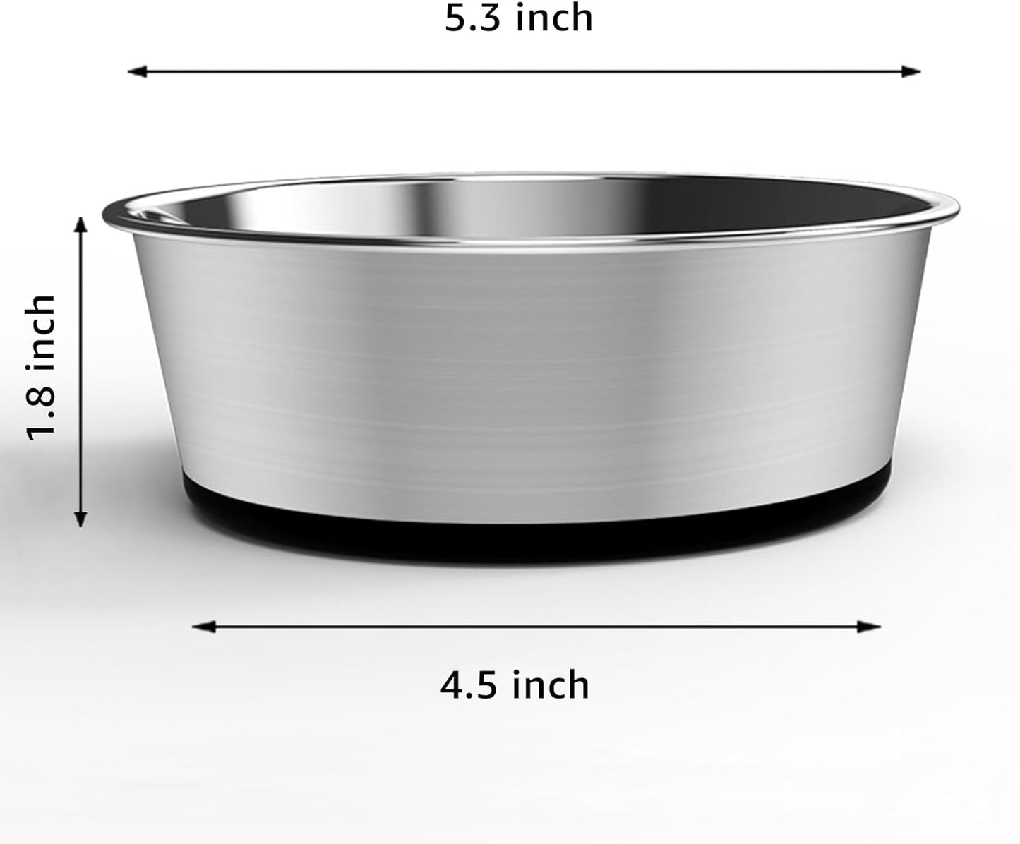 YINGFAN Stainless Steel Dog Bowls, 2 Pack Metal Dog Bowls with Non-Slip Rubber Base, Durable Food and Water Bowl for Small, Puppy Dogs, Holds 2 Cups, BPA-Free, Dishwasher Safe (Black)