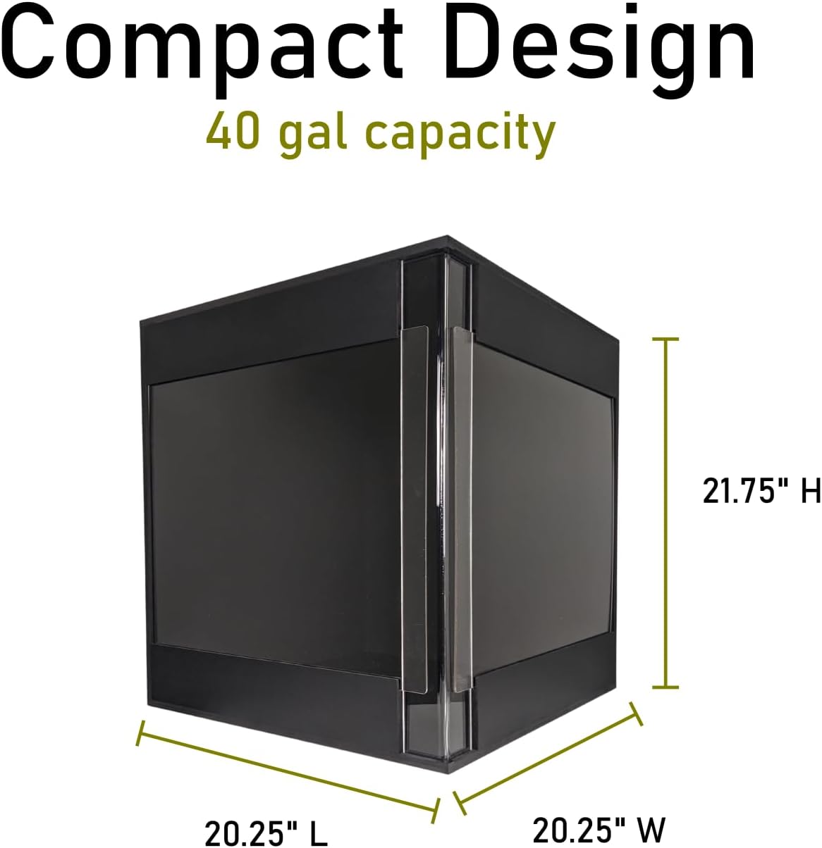 Premium PVC Reptile Enclosure, 40 Gallon, Easy Assembly, Moisture-Proof, Heat Retention, Sliding Doors, Ventilation, Bio-Active Setups, Non-Reflective Black Finish, Made in USA (Clear Brace)