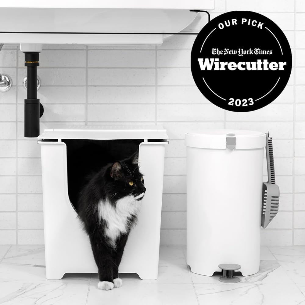 Modkat® Flip Litter Box, Front-Entry, Full Height Seamless Base, Reusable Litter Liner, Sifting Litter Scoop, 2X Bamboo Charcoal Filters