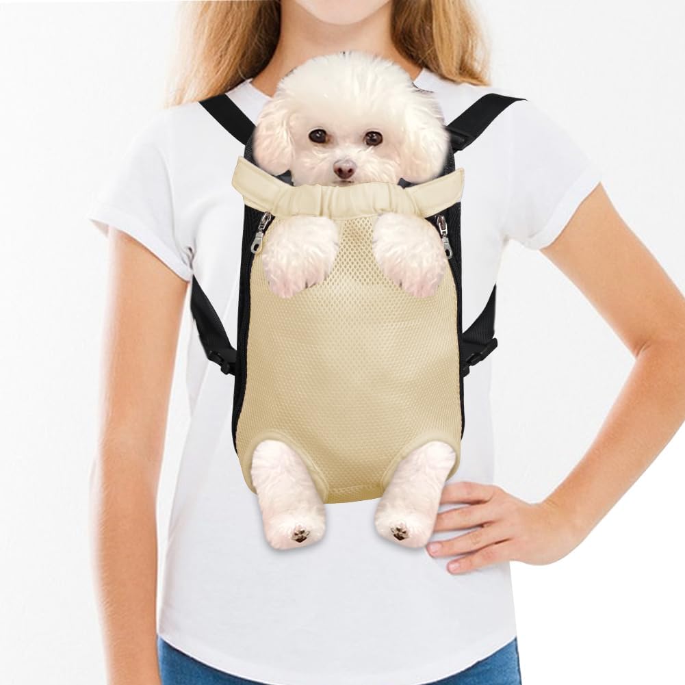 FEimaX Dog Carrier Backpack Pet Legs Out Front Cat Travel Bag, Adjustable Puppy Backpacks Carriers Hands-Free for Small Medium Dogs Cats Hiking Traveling Camping Daily Walking