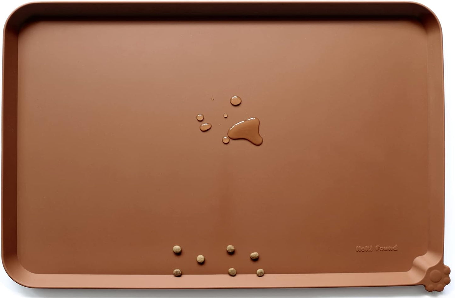 Hoki Found XX-Large Silicone Pet Food Mats Tray - Non Slip Pet Dog Cat Bowl Mats Placemat - Dog Pet Cat Feeding Mat - Waterproof Dog Cat Food Mats -Pet Water Mats for Carpet - Caramel