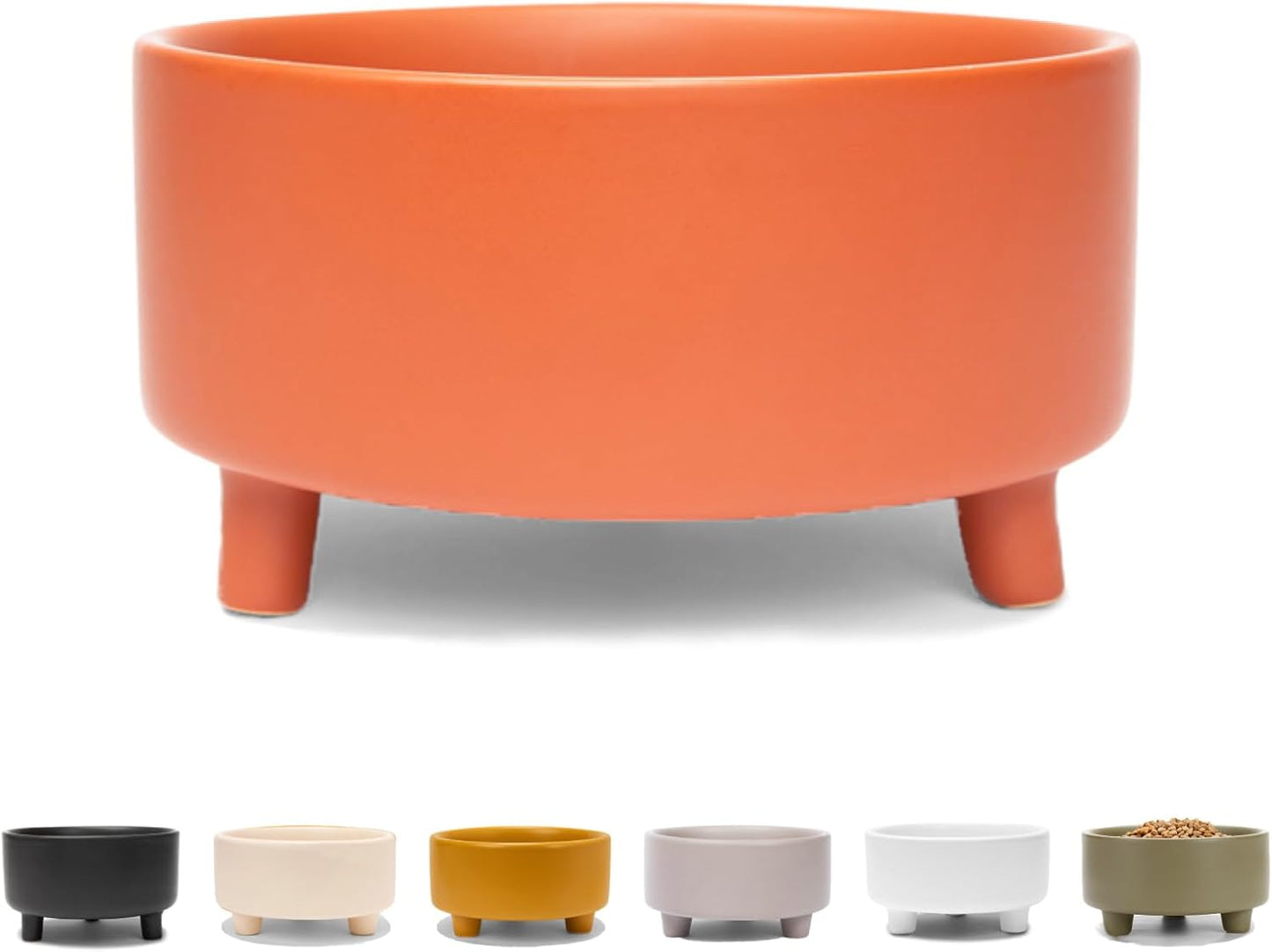 Waggo Uplift Ceramic Dog Bowl for Small Medium and Large Breeds - Heavyweight and Durable Pet Food and Water Dish Crock, Dishwasher Safe, Modern, Elevated Feeder (Teracotta, Medium)
