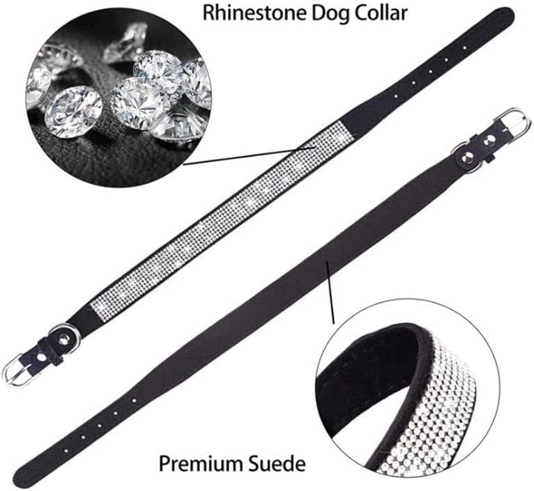 Rhinestone Dog Collar for Small Dogs, Bling Diamond Fancy Crystal Glitter Pretty Jewel Pet Puppy Collars for XXS XS Small Medium Large Breed Girl Dogs Female Cats Kitten, Hot Pink M