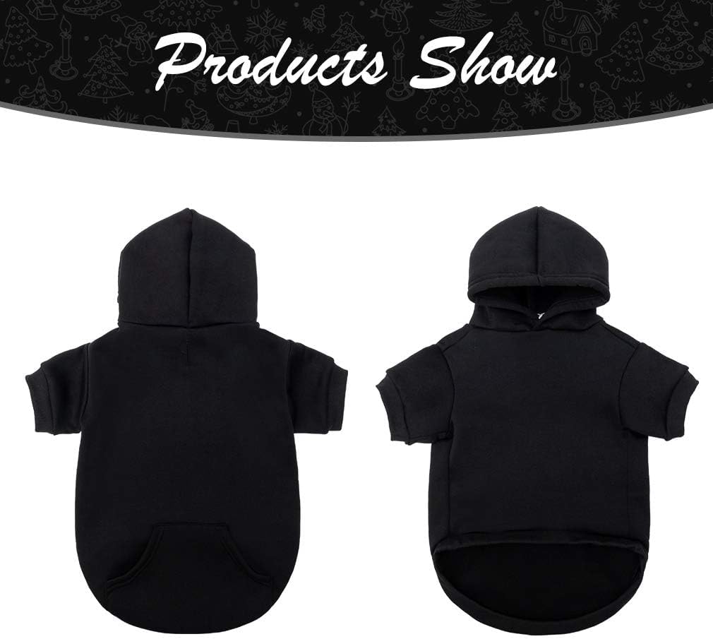 KOOLTAIL Basic Dog Hoodie - Soft and Warm Dog Hoodie Sweater with Leash Hole and Pocket, Dog Winter Coat, Cold Weather Clothes Sweatshirt for Small Medium Large Dogs Puppy Cat Boys Girls Black XS