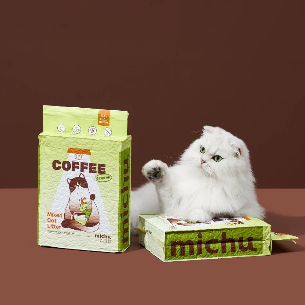 Mixed Tofu Cat Litter, Heavy Duty Flushable Kitty Litter, 5.5Lb/88Oz Coffee 4 Pack