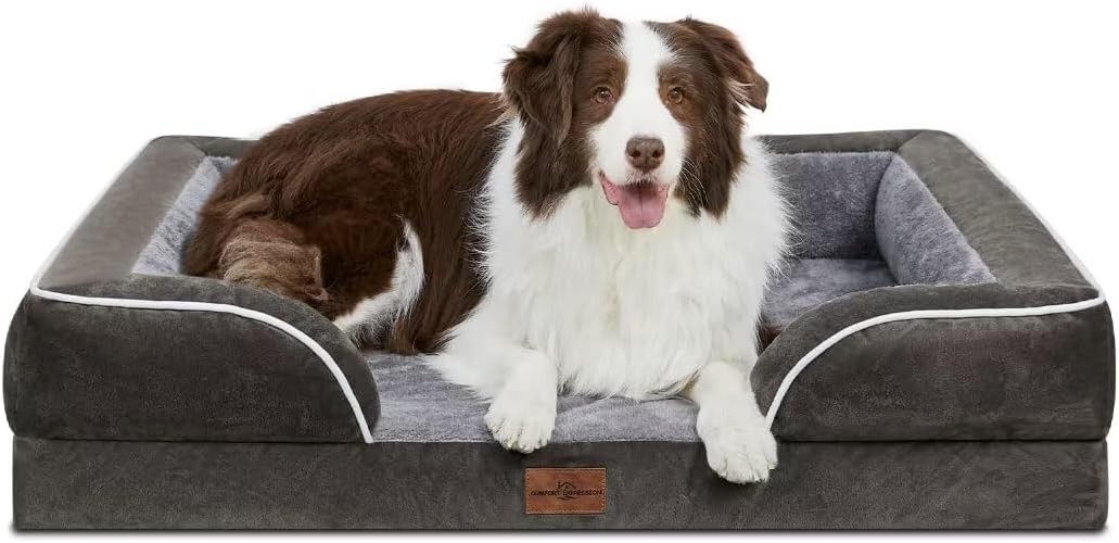 Comfort Expression Waterproof Orthopedic Foam Dog Beds for Large Dogs, Dog Beds Sofa Comfy Pet Bed with Washable Removable Cover & Non-Slip Bottom(Large,Dark Green)