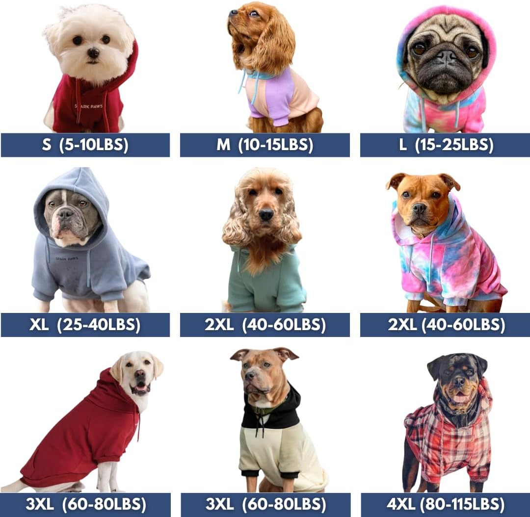 Spark Paws Dog Hoodie – Premium Dog Sweater for Small, Medium, and Large Dogs | Warm Outfits for French Bulldogs, Pitbull, Puppy, Winter Jacket Alternative - Red Plaid, S