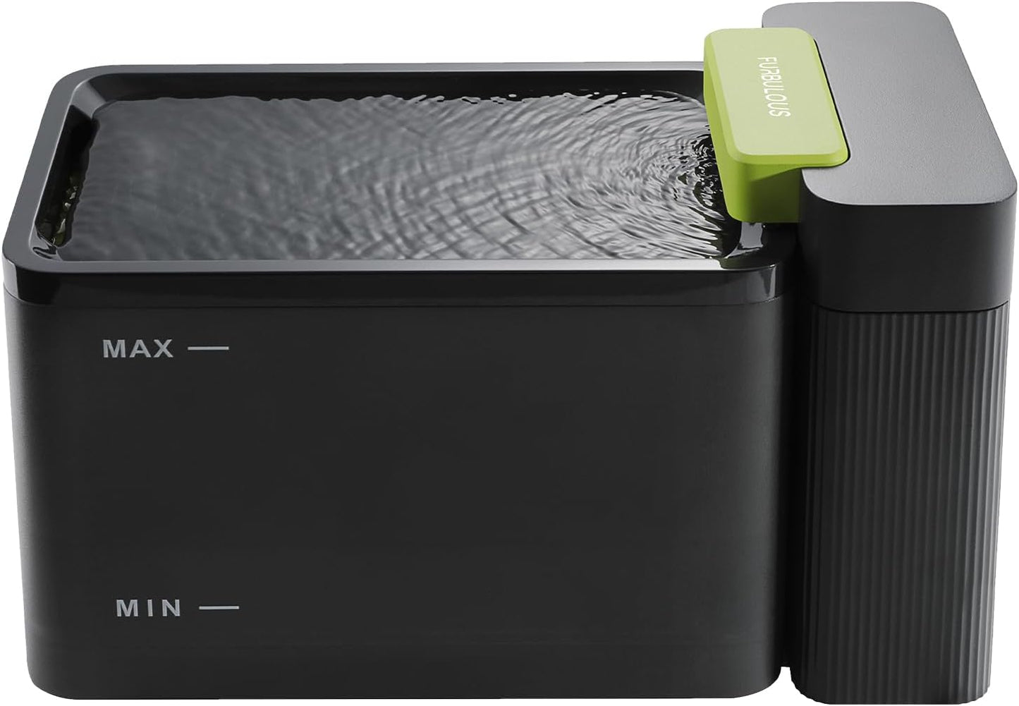 Furbulous 316 Stainless Steel Automatic Water Fountain with Ultrafiltration Tech, 3.3L/112oz Large Bowl, Ultra-Quiet, BPA-Free Dish Two Modes Water Dispenser for Cats/Medium Dogs/Pets (Black)