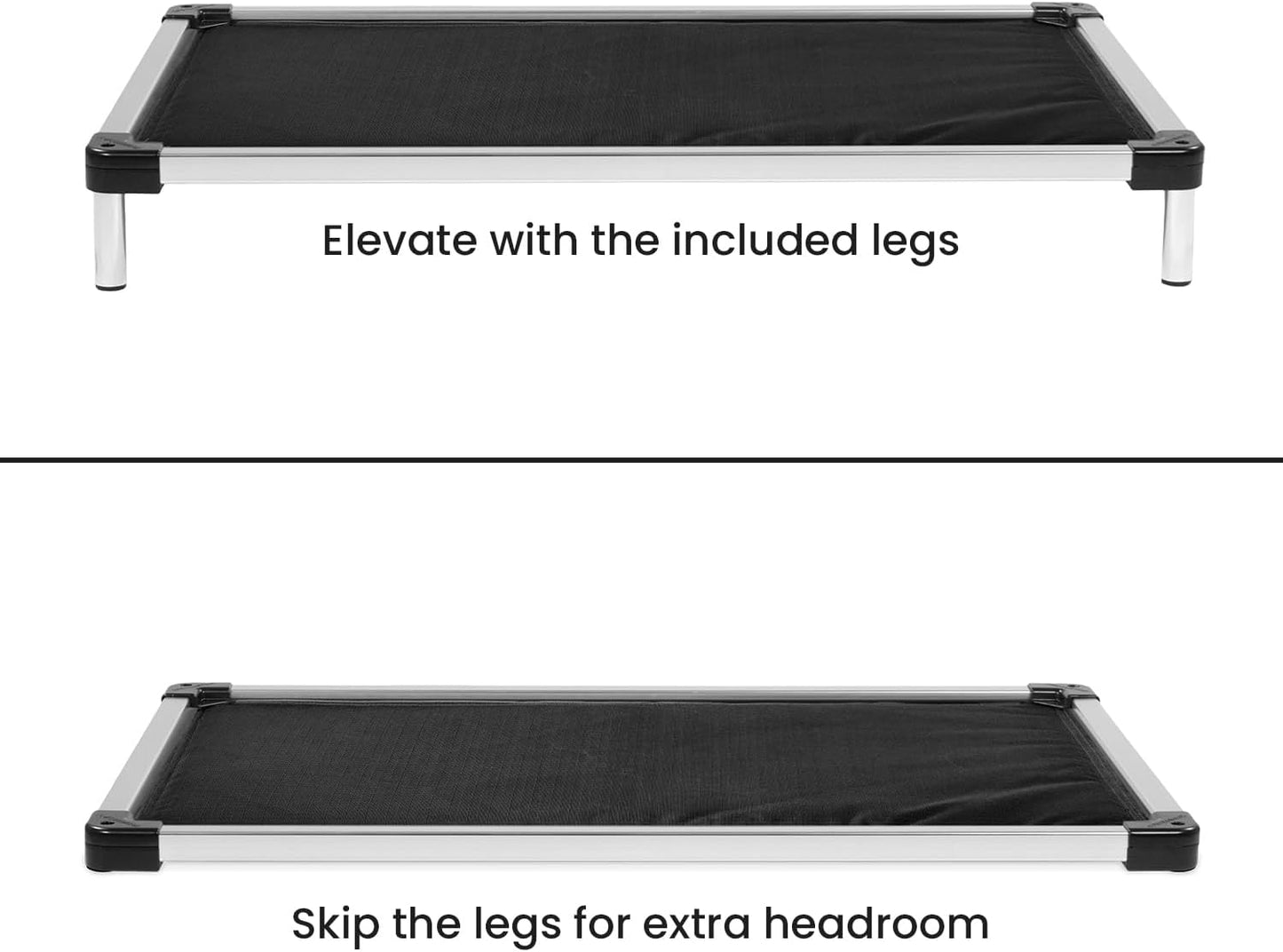 K9 Ballistics Chew Proof Armored Padded Dog Crate Bed, Virtually Indestructible, Legs Included (Obsidian Black, Small (29" L x 18" W x 4.5" H))