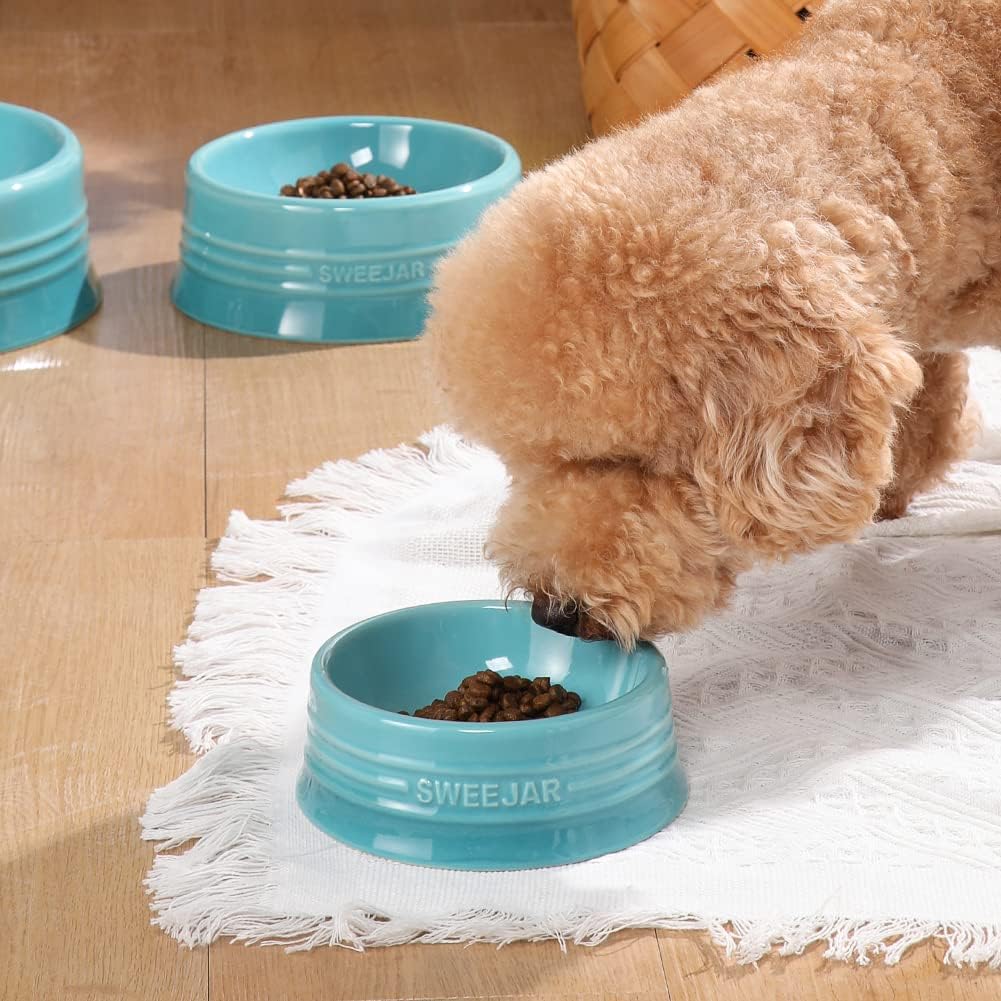 Sweejar Gradient Dog Bowl, Ceramic Dog Food Dish for Large Dogs and Large Cat, Porcelain Pet Bowl for Food and Water 32 oz (Gradient Blue)