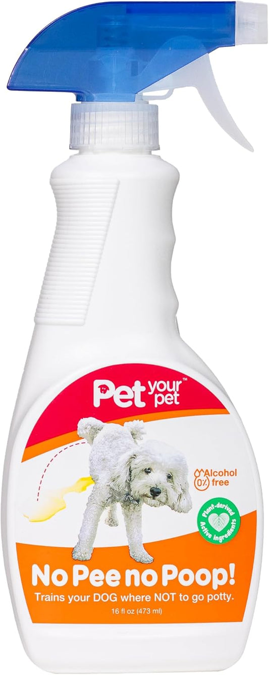 No Pee No Poop Dog Potty Training Spray, 16 Fl Oz – Non-Toxic Dog Spray to Prevent Peeing and Pooping – Natural No Urine Marking Scent Corrector - No Here Stops Dogs Peeing Indoor/Outdoor