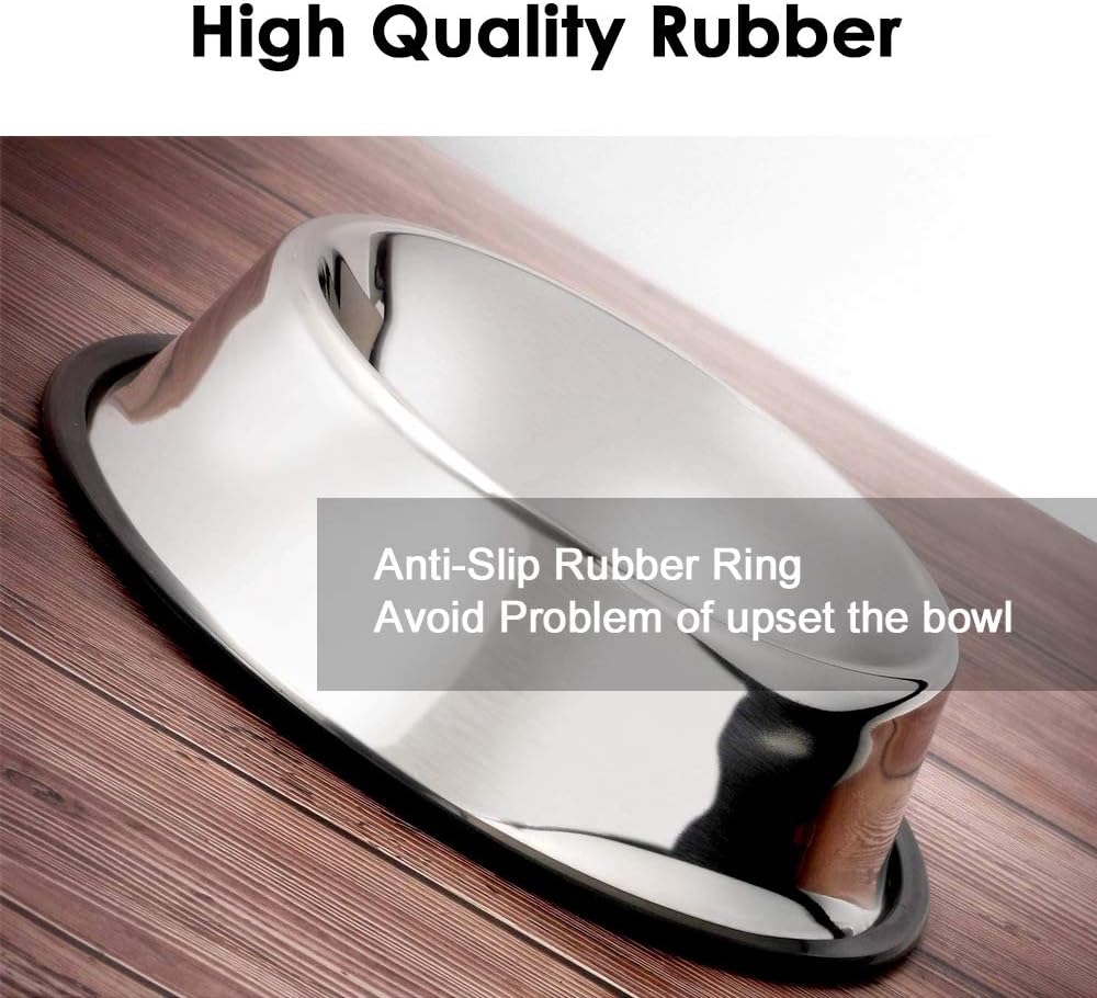 Stainless Steel Dog Bowls, 6 Cup/48oz Cat Bowl Water and Food with Rubber Base, Pet Bowls for Large Dogs and Pets, 2Pack