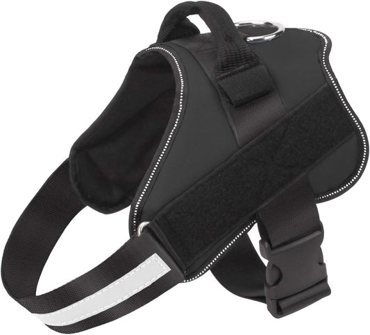 Bolux Dog Harness, No-Pull Reflective Dog Vest, Breathable Adjustable Pet Harness with Handle for Outdoor Walking - No More Pulling, Tugging or Choking (Black, L)