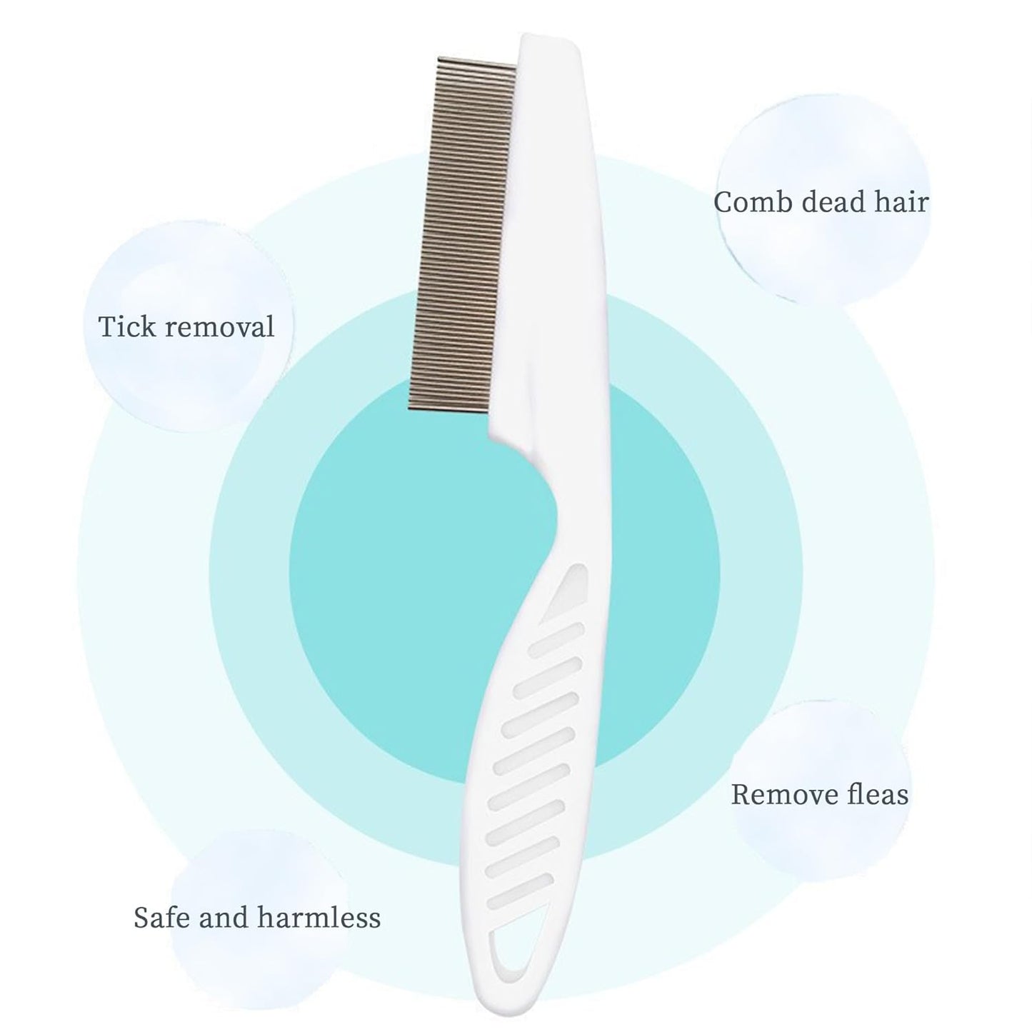 Pet Grooming Comb for Cats & Dogs Removing Tangles and Knots Removes Tangles Knots Stainless Steel Pins Tear Stain Removal