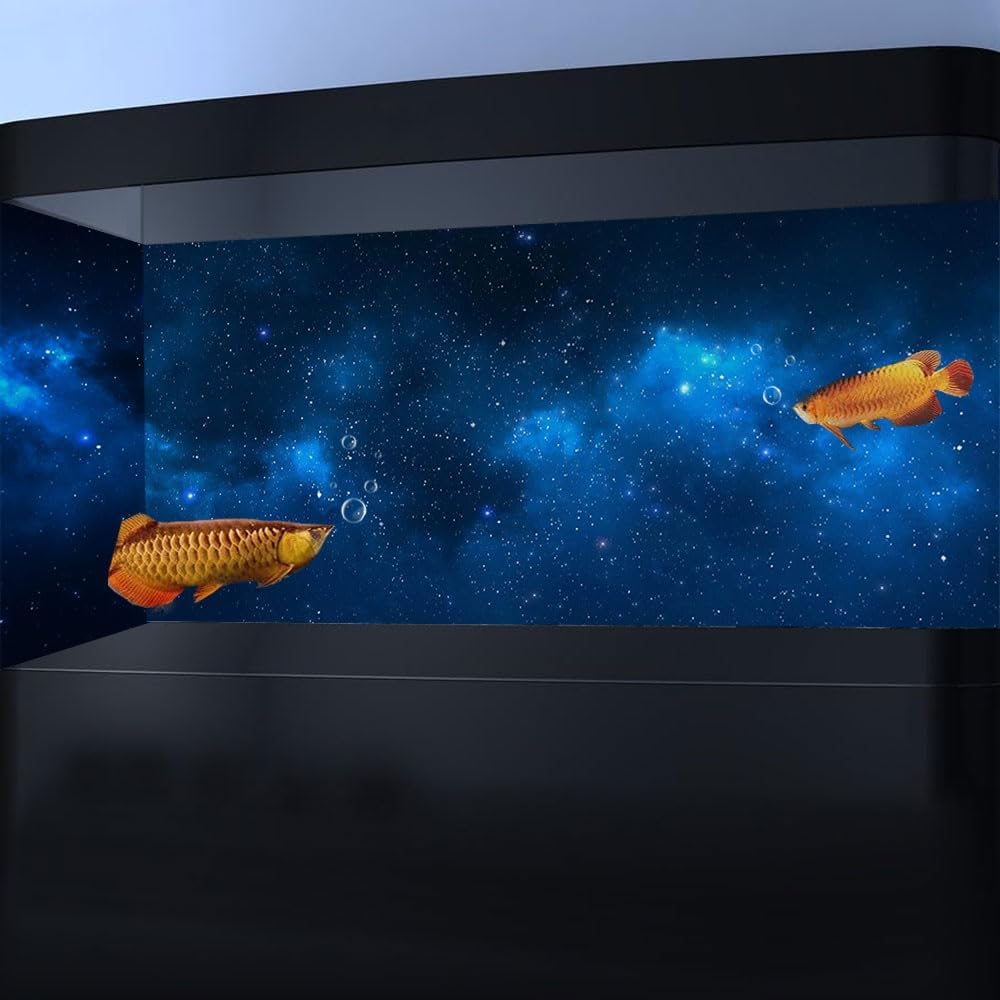 30X18IN Starry Aquarium Background, Art Starry Fish Tank Decorations Background, with 8 EVA Double-Sided Tape