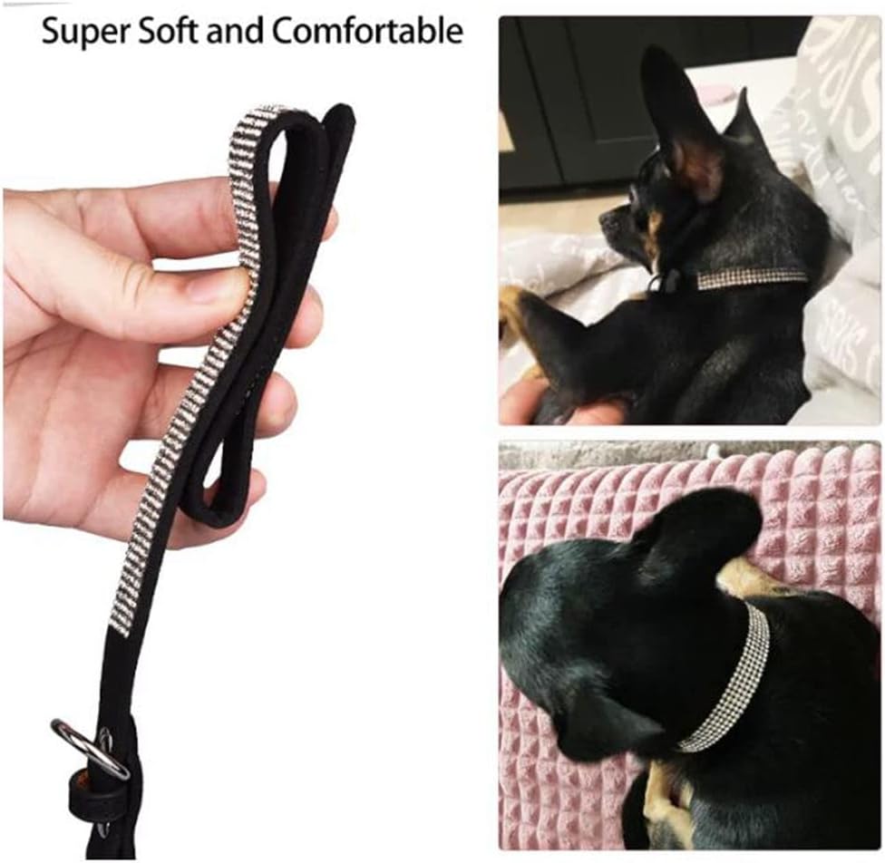Cute Dog Collar with Bling Rhinestone, Fancy Crystal Diamond Glitter Pretty Jewel Soft Cat Collars for Small Medium Large Breed Dogs Girl Female Pet Puppy Kitten Terrier, Black XXL