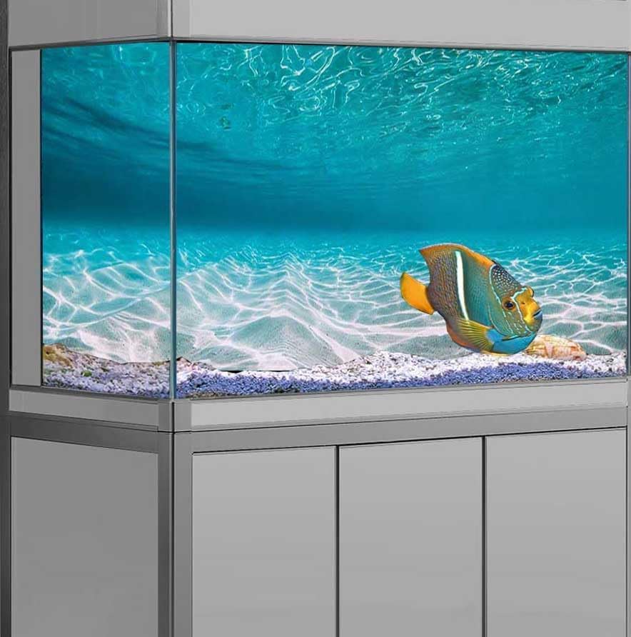72X16IN Natural Undersea Aquarium Background, Undersea Beach Fish Tank Background, with 8 EVA Double-Sided Tape