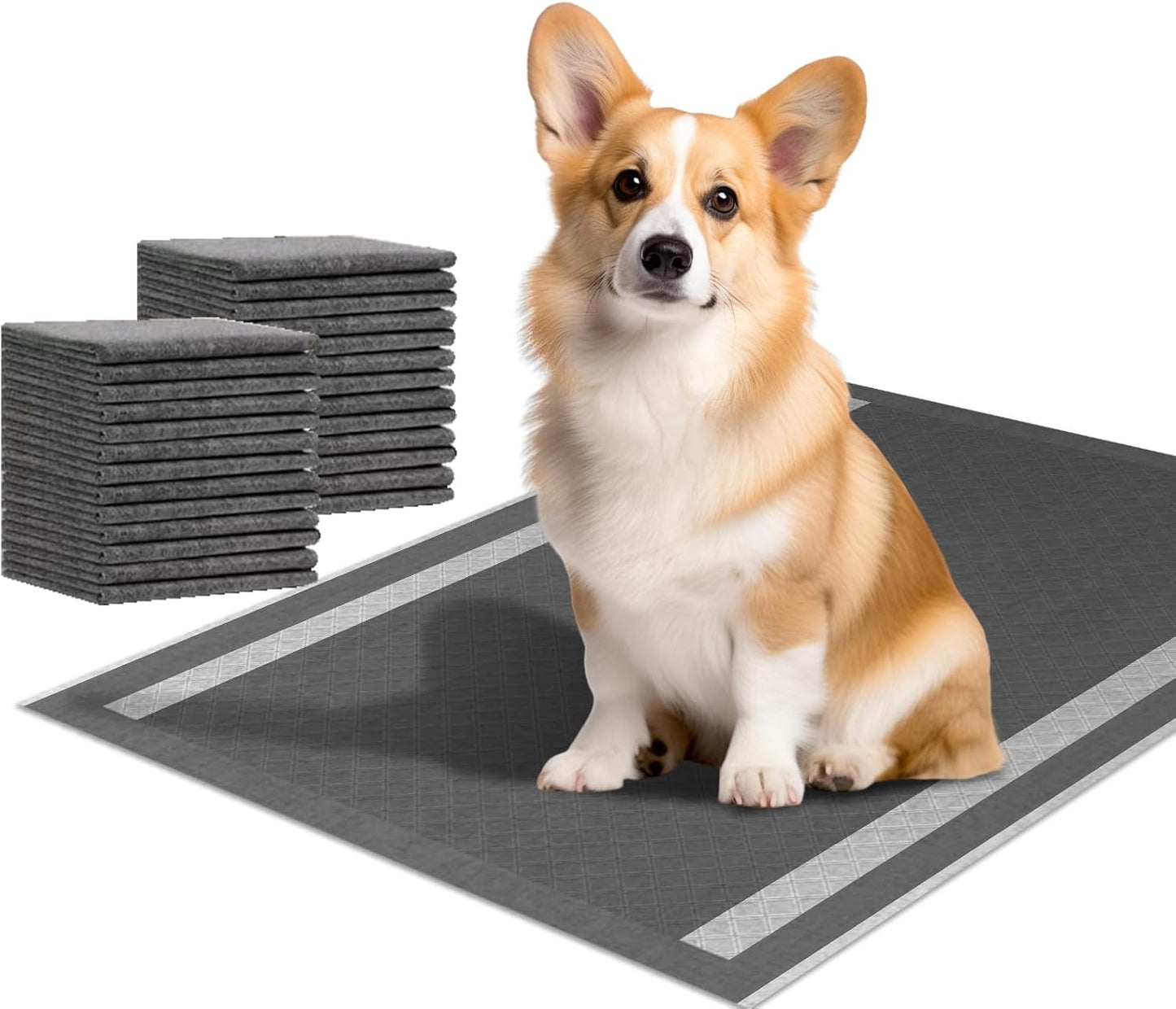 Dog and Puppy Pee Pads 50 Count, 23'' x 30'' Charcoal Odor-Control Puppy Pads with Leak-Proof Quick-Dry Design, Pet Training Pads for Potty Training Strong Absorbency