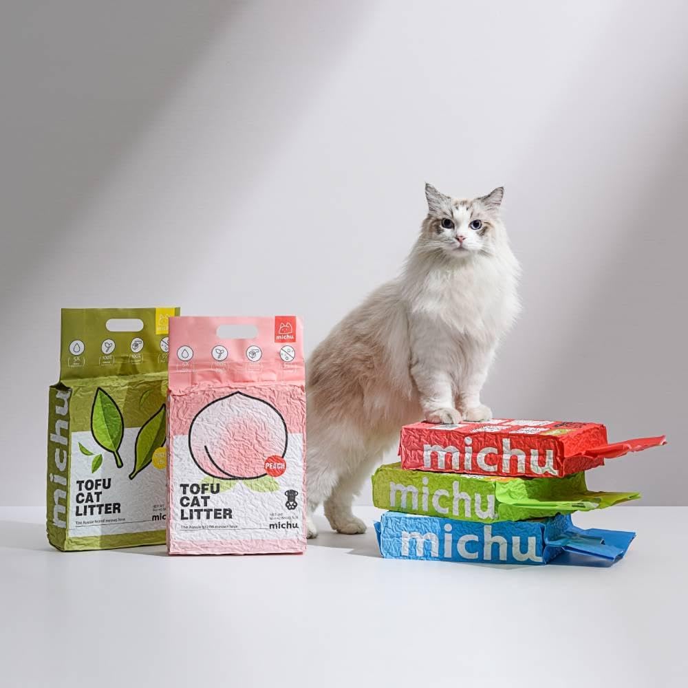 Tofu Cat Litter Natural Clumping Tofu Cat Litter, Fast Clumping and Easily Scoop-able 5.5lb/88oz 5 Scents - Original, 8 Pack