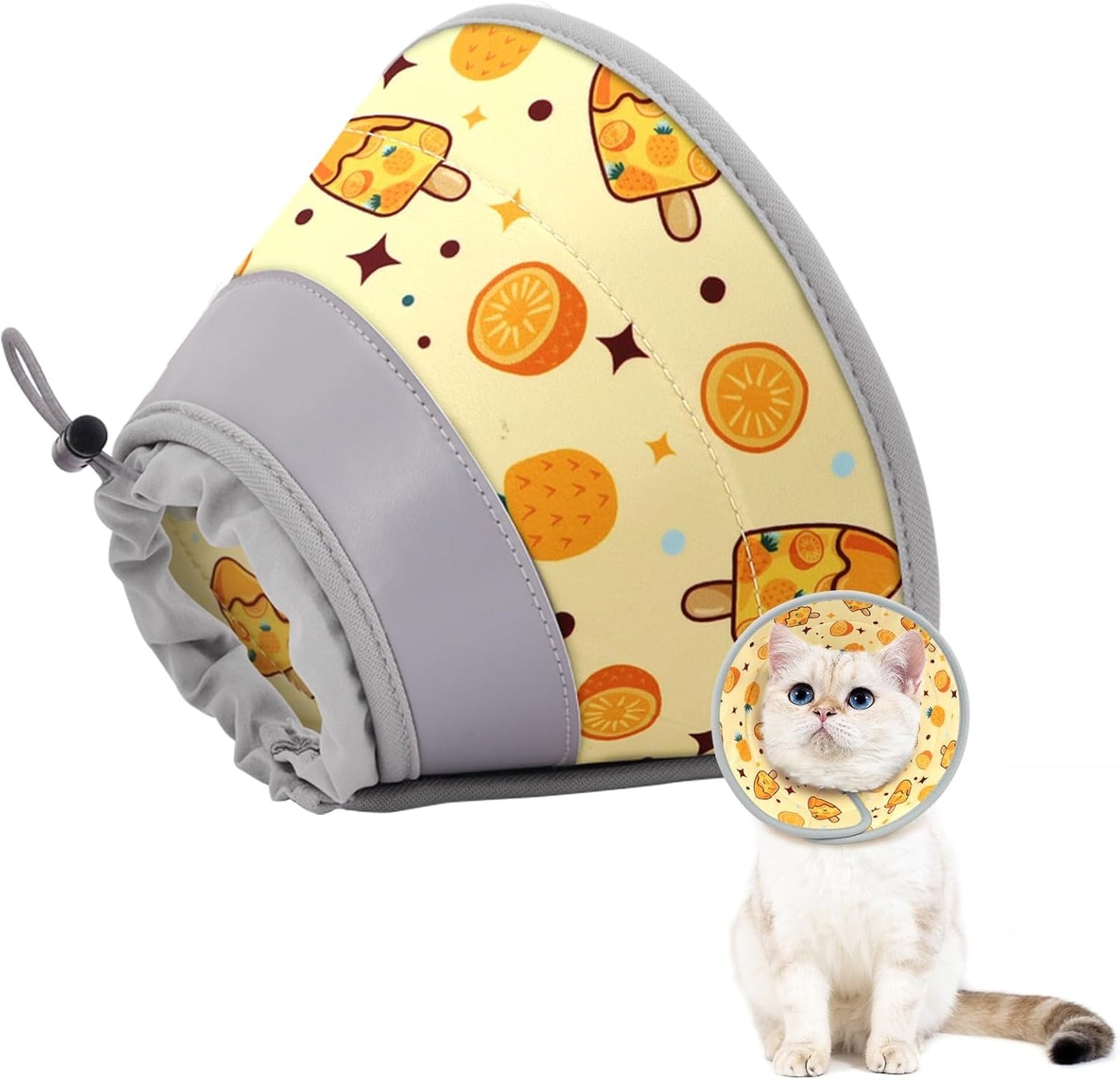 Cat Cone Collar Soft to Stop Licking, Adjustable, Foldable Lightweight Kitten Cones After Surgery Recovery for Cats & Kittens, Cat Cone Alternative (Orange, L)