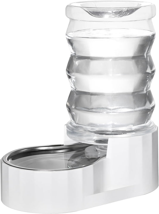 RIZZARI Automatic 7L Pet Waterer,Gravity Stainless Steel Water Dispenser, 100% BPA-Free, Large Capacity Water Feeder for Cats and Medium and Large-Sized Dogs (White,7L)