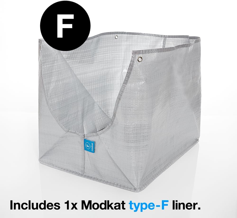 Modkat® Flip Litter Box, Front-Entry, Full Height Seamless Base, Reusable Litter Liner, Sifting Litter Scoop, 2X Bamboo Charcoal Filters