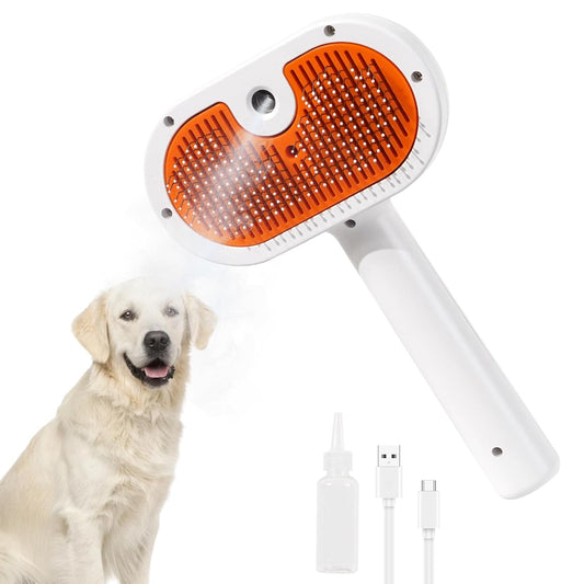 Cat Steam Brush-3 in 1 Pet Brush,Dog Shedding Tool Self Cleaning Pet Spray Depilation Comb with Release Button,Dog Steam Brushs,Cat Grooming Supplies for Long Short Haireds